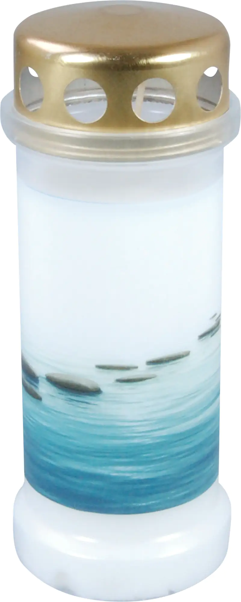 Bolsius Dauerbrenner Nr. 6 Motiv Steine weiß, Höhe 17,3 cm, Ø 6,7 cm