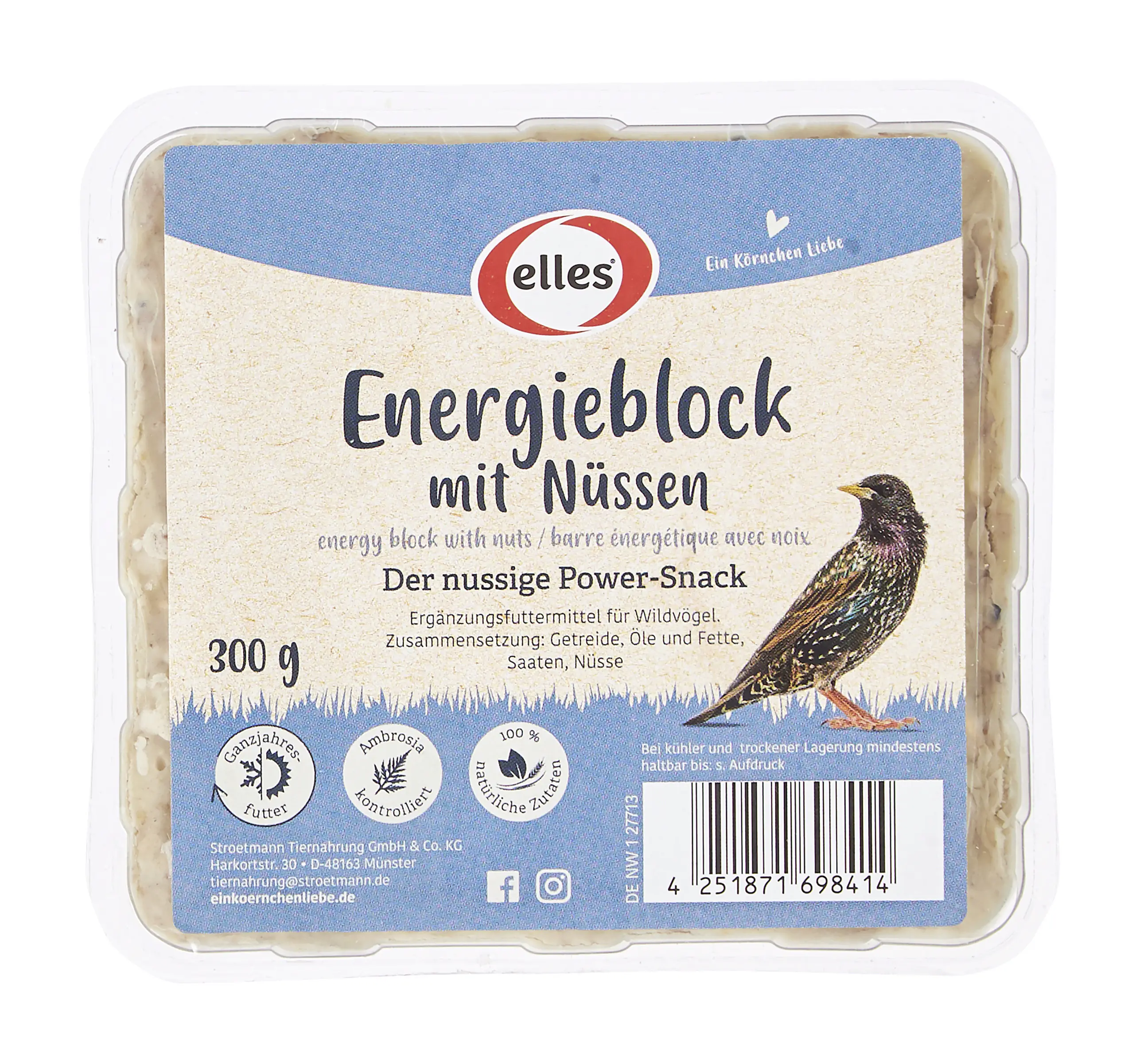 Elles Wildvogelfutter Energieblockmit Nüsse 300 g