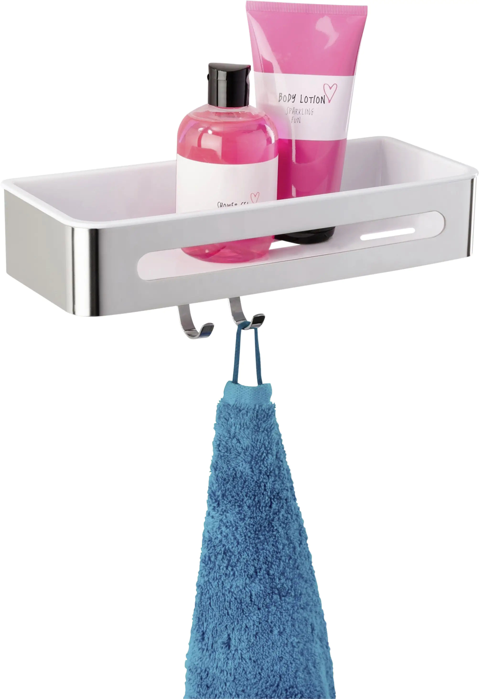 4008838226070_1775431 Wenko Wandablage mit Haken Premium Plus Edelstahl, Kunststoff, silber