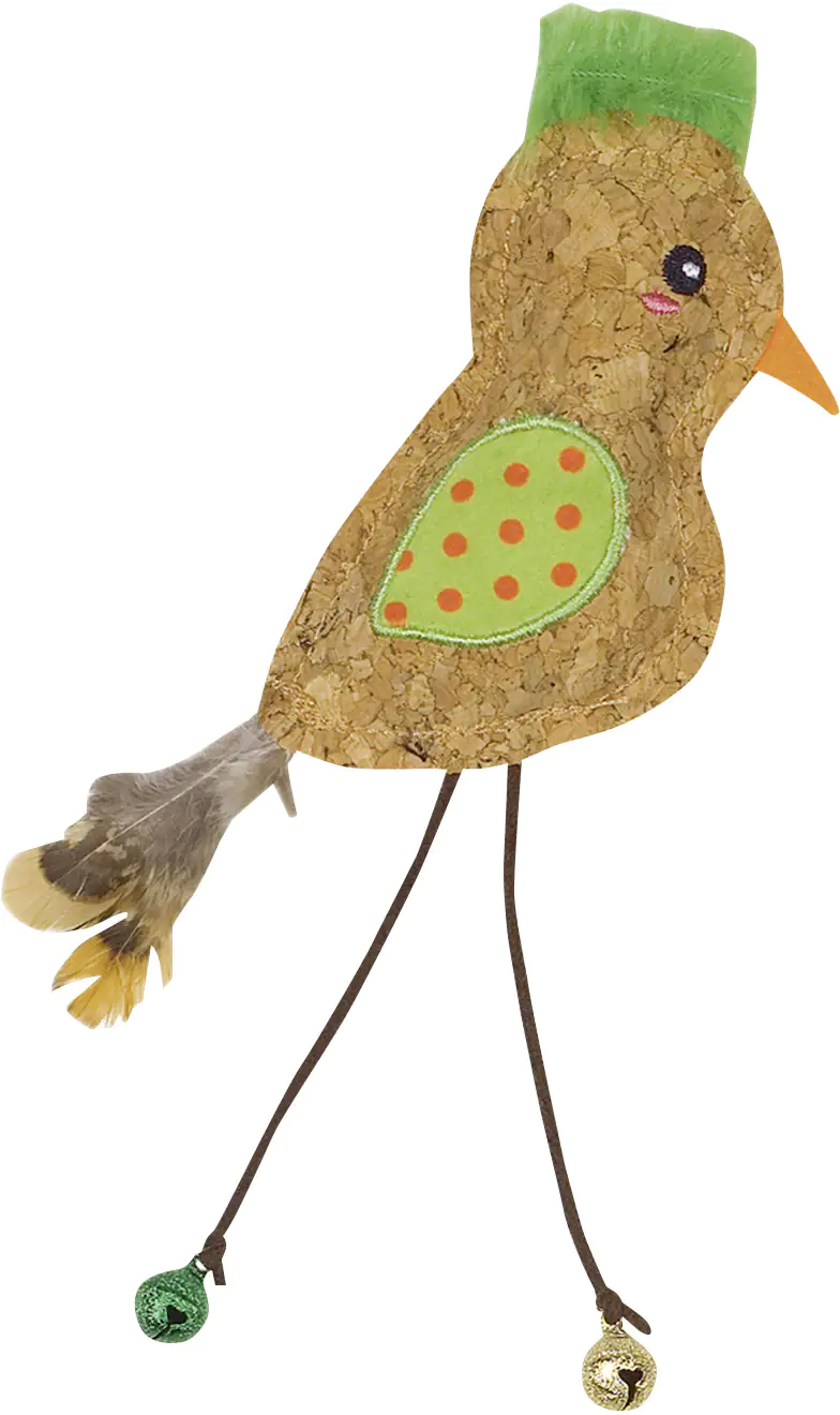 Nobby Kork Vogel mit Catnip 21 cm grün