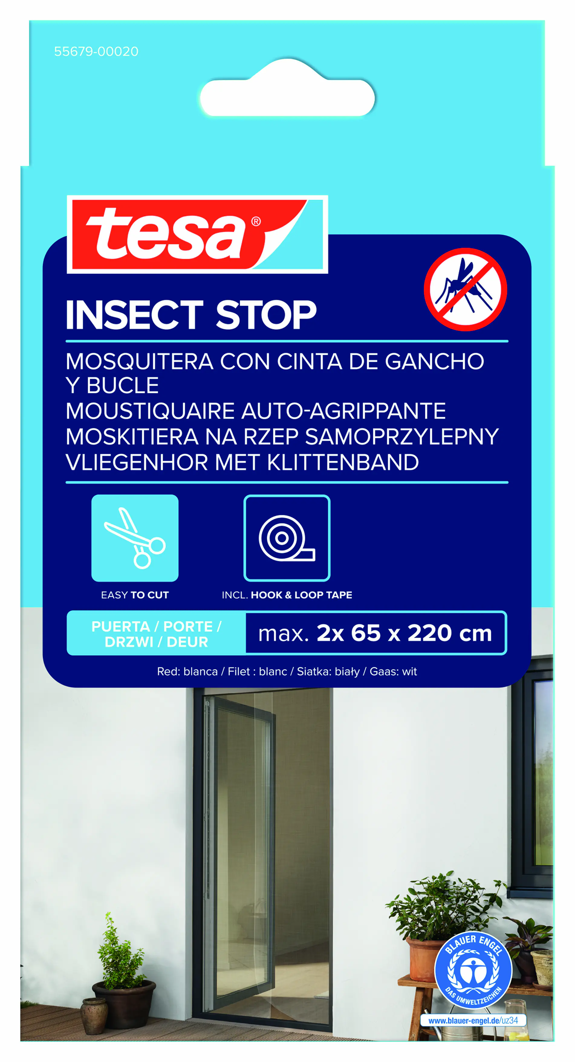 tesa Fliegengitter Tür 65 x 220 cm weiß kürzbar 2 Stück