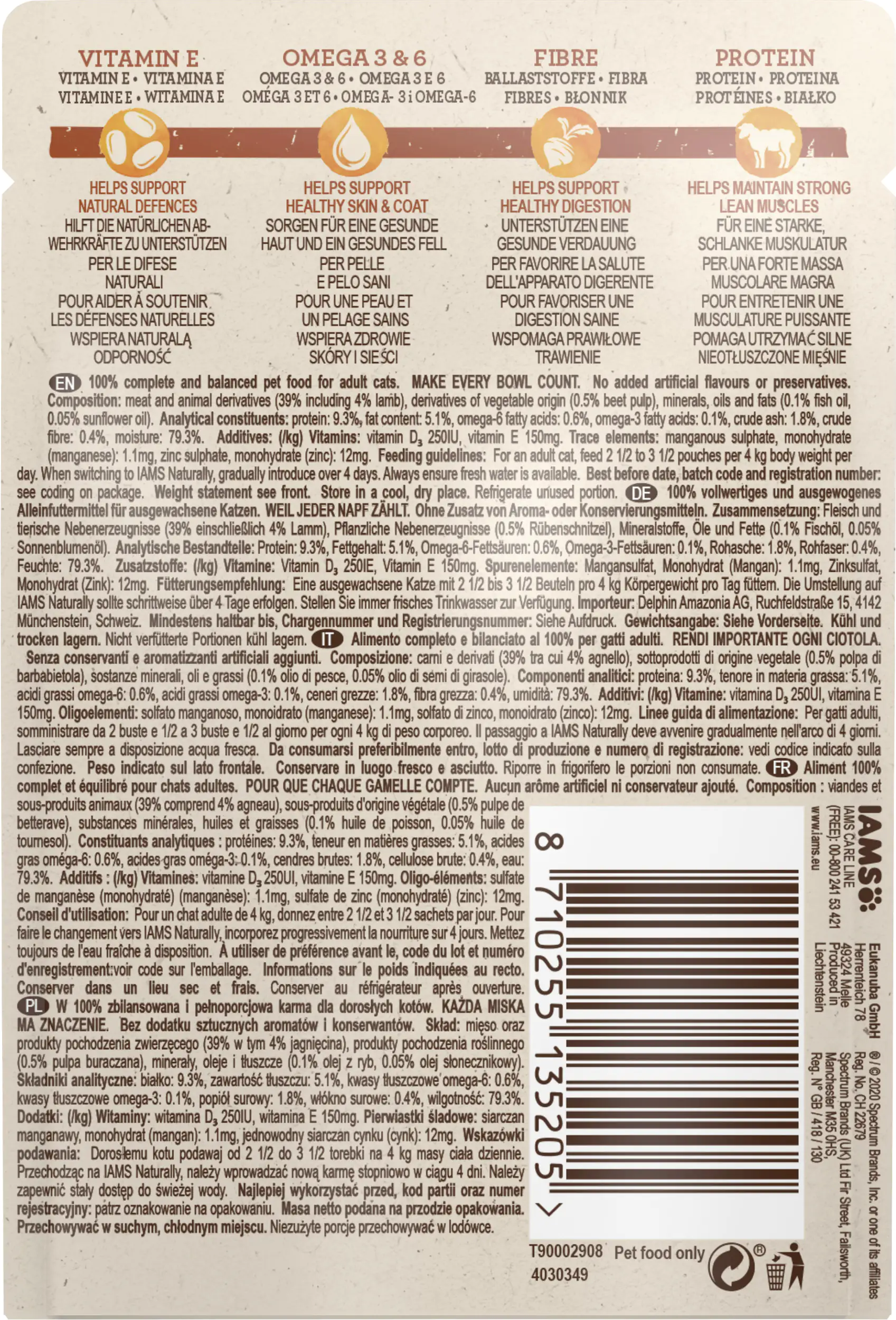 IAMS Naturally Katze Erw. Lamm 85g 85g