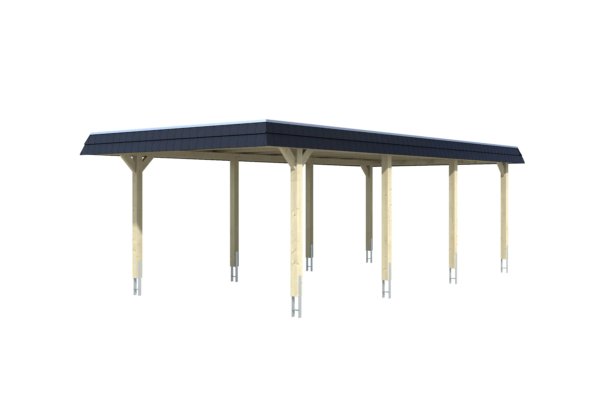 SKAN HOLZ Carport Wendland 409 x 870 cm mit EPDM-Dach, schwarze Blende