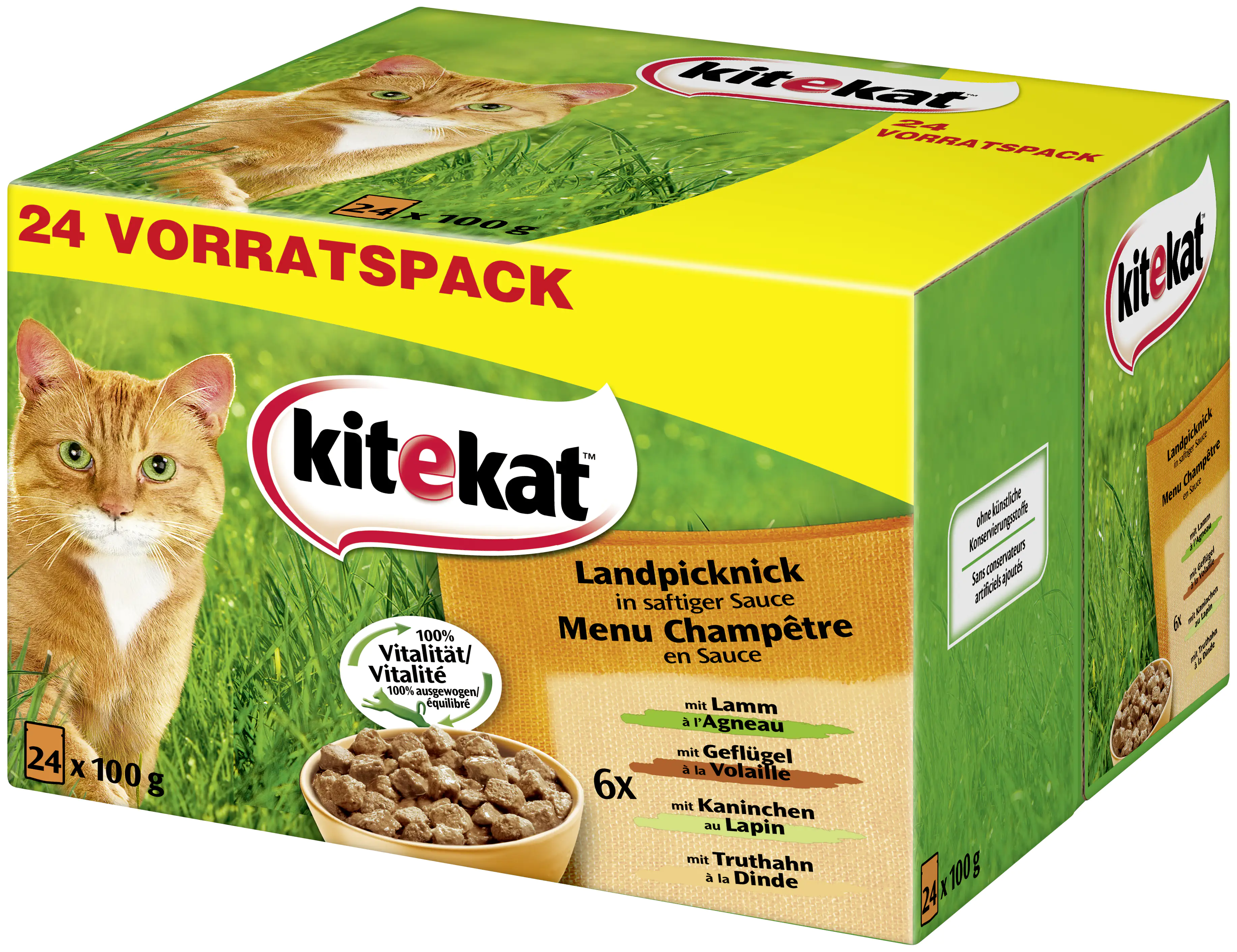 4008429016240_1869589 Kitekat Portionsbeutel Multipack Landpicknick in Sauce 24 x 100 g