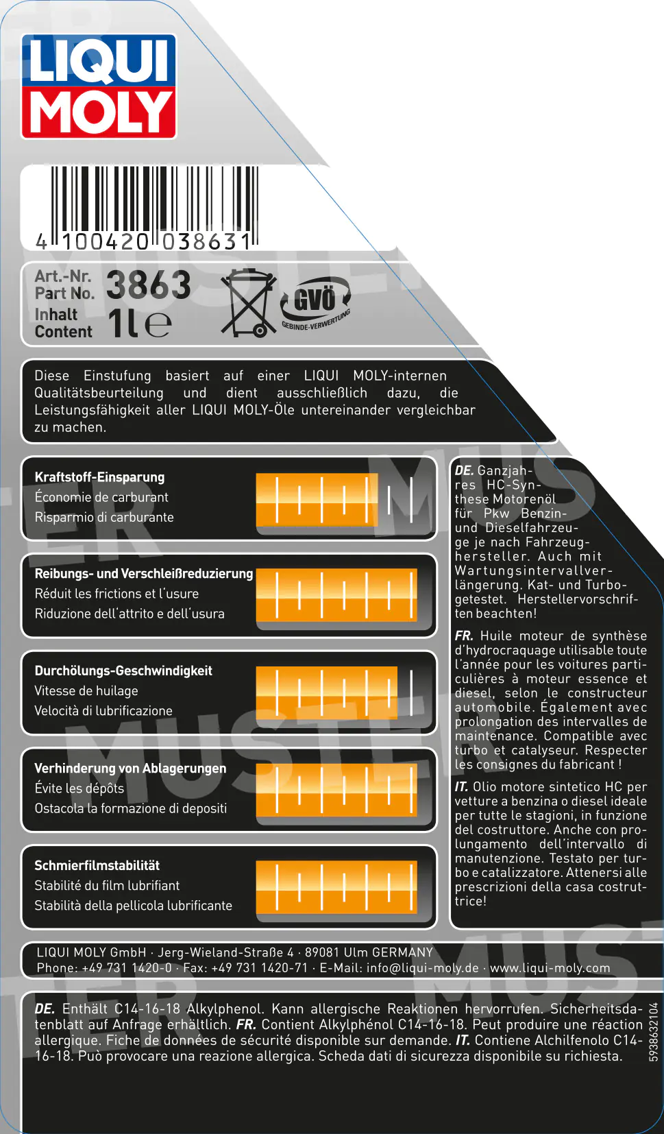 Liqui Moly Motoröl Leichtlauf High Tech 5W-40 1 L