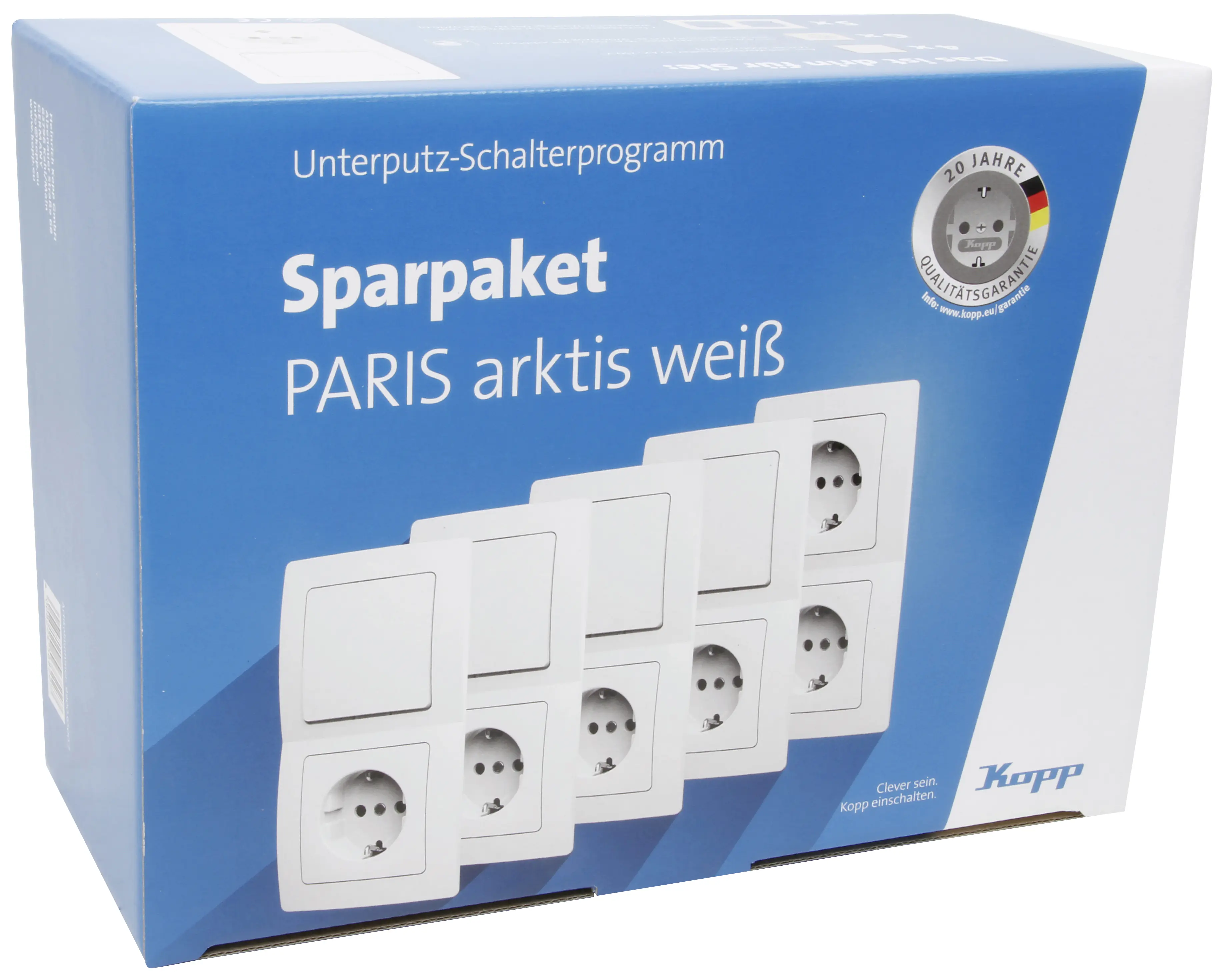 Kopp Schalter- Rahmen- & Steckdosen-Set Paris Sparpaket arktikweiß 15 Stück 990065007