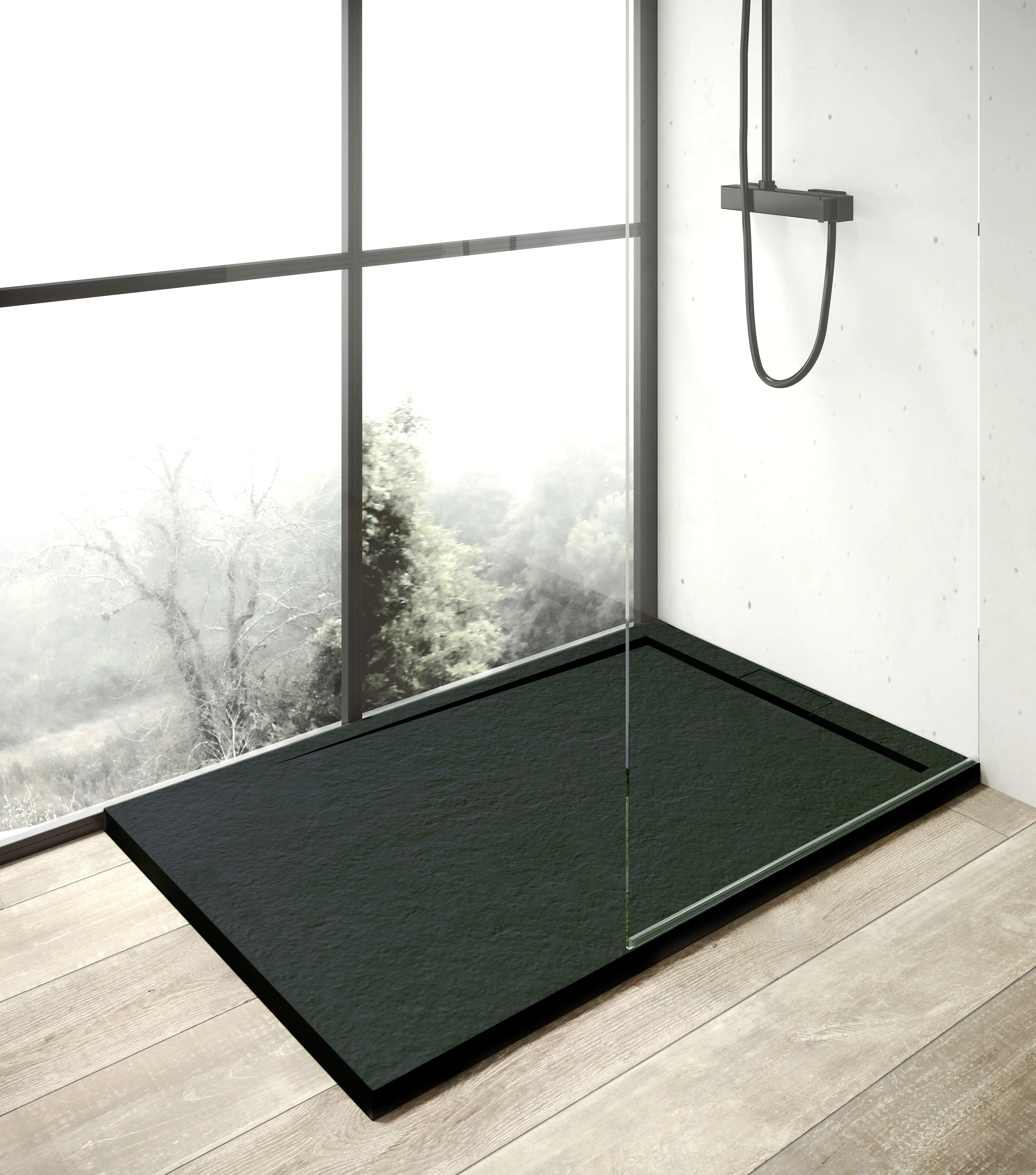 Mineralgussduschwanne Zona 160 x 80 cm, anthrazit, ohne Ablaufgarnitur, ohne Füsse