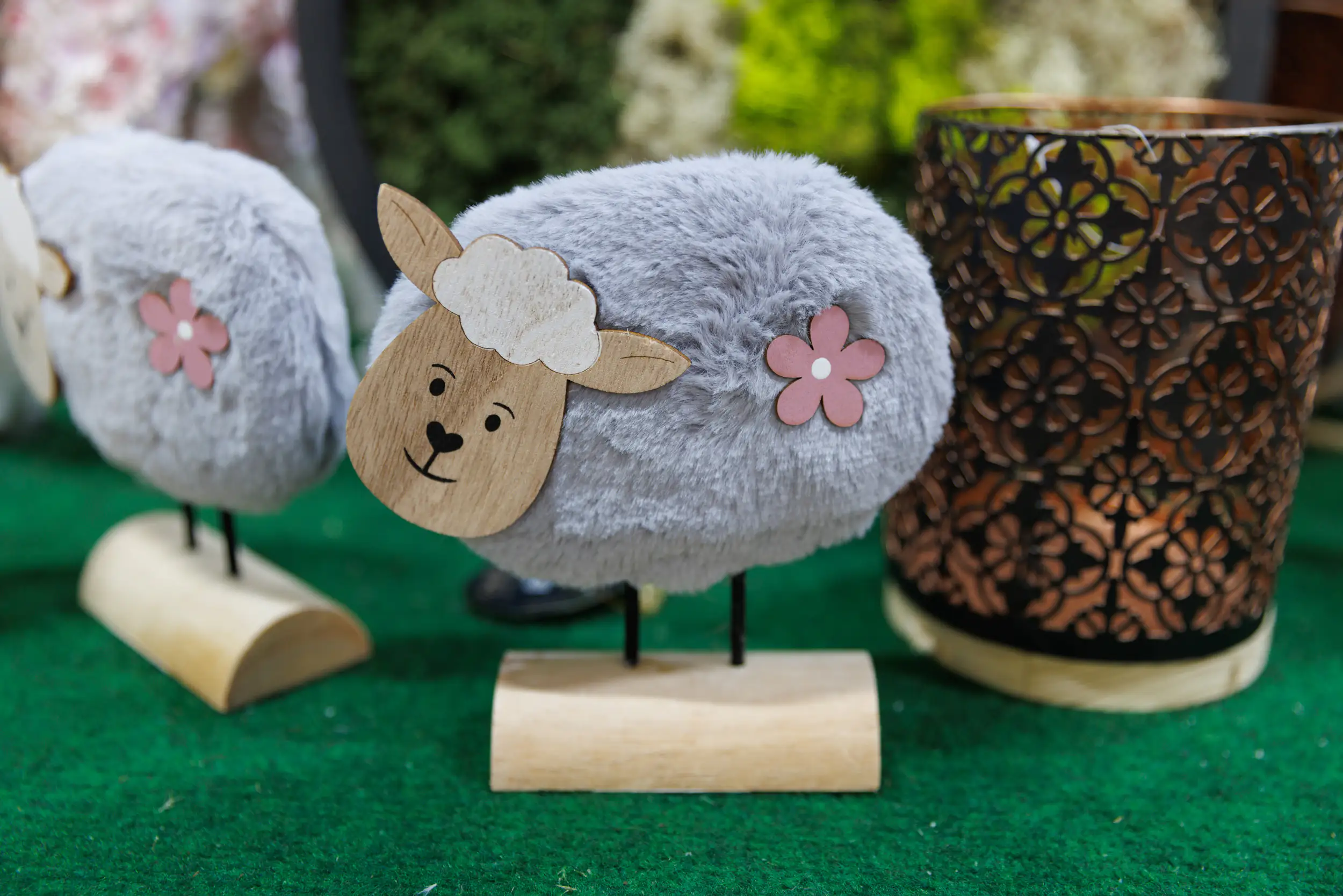 TrendLine Deko Schaf Holz 17 x 14 cm natur grau