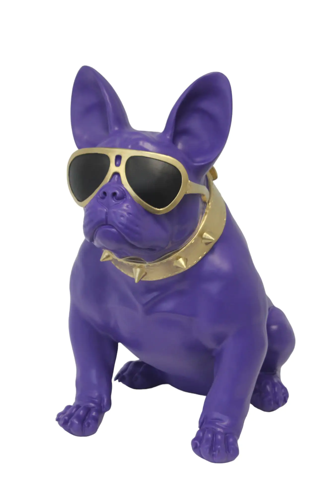 Figur Bulldogge mit Brille groß, Polyresin 60 x 34 x 54 cm violett