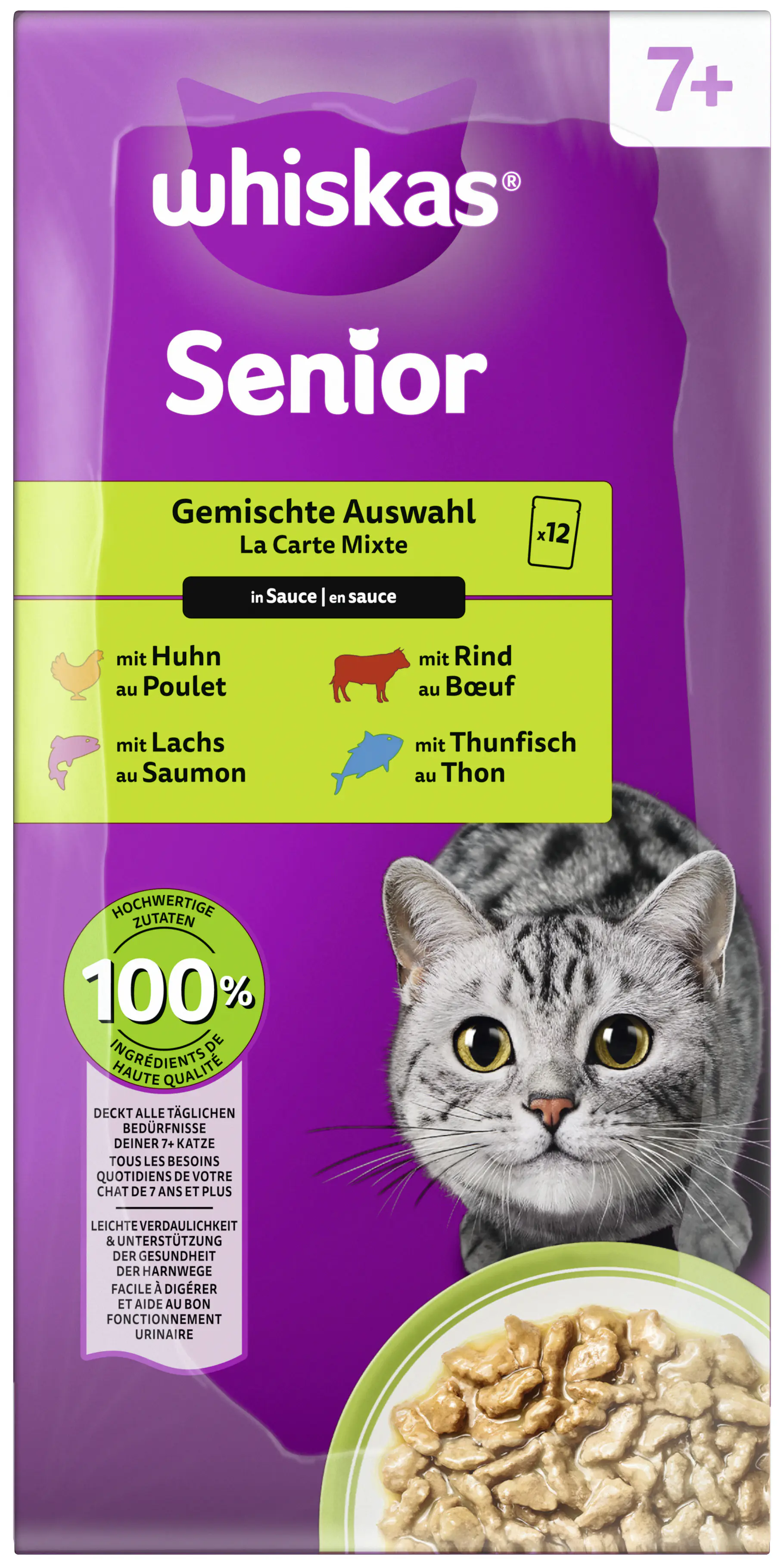 Whiskas Multipack Senior 7+ gemischte Auswahl in Sauce Katzenfutter 12 x 85 g