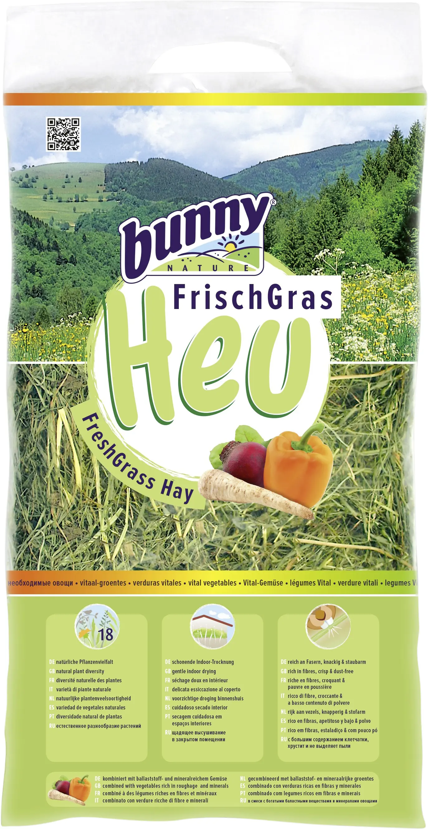 bunny FrischGras Heu Vital-Gemüse 500g für Zwergkaninchen & Nagetiere