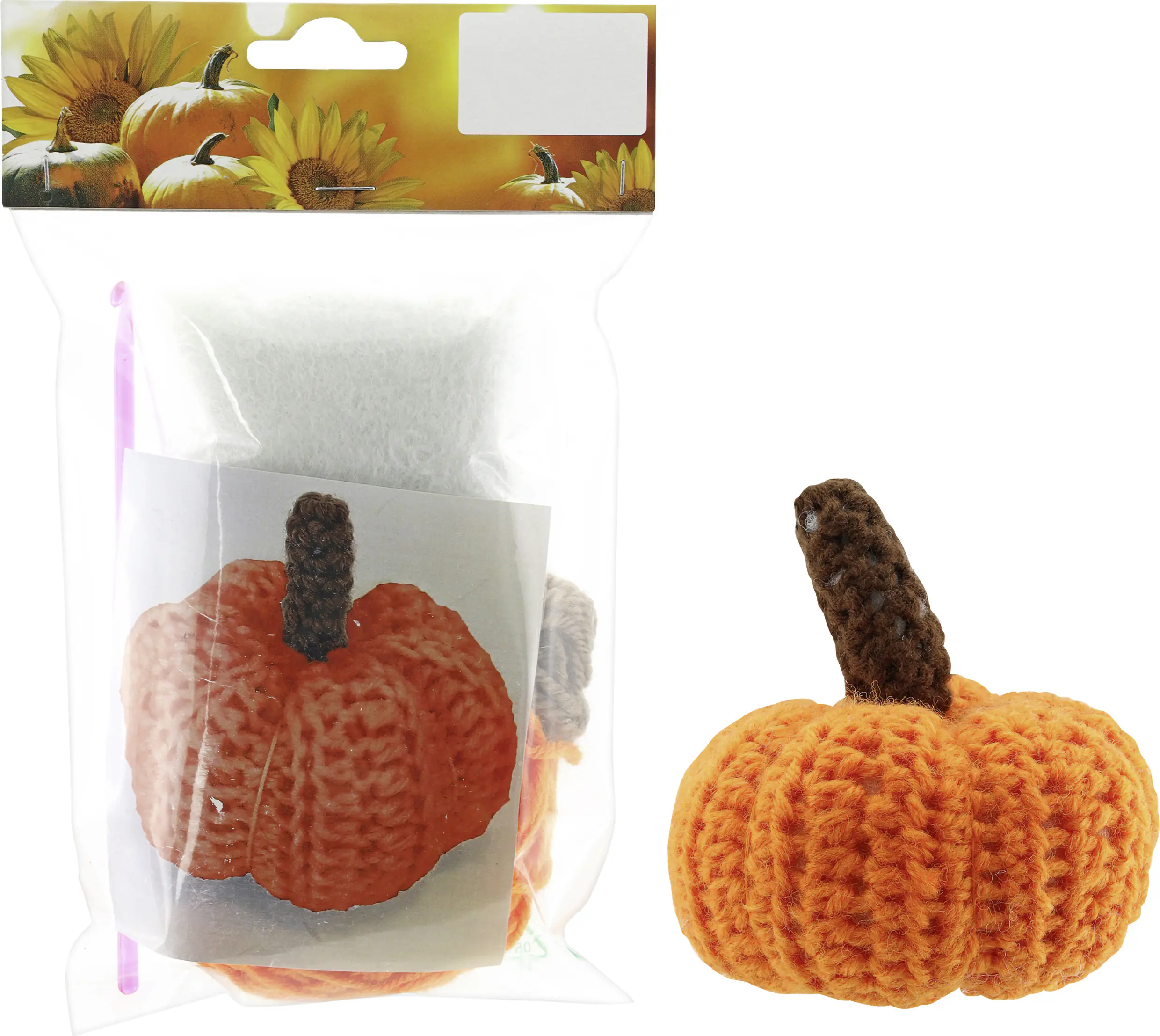Häkelset Kürbis 10 cm orange-braun