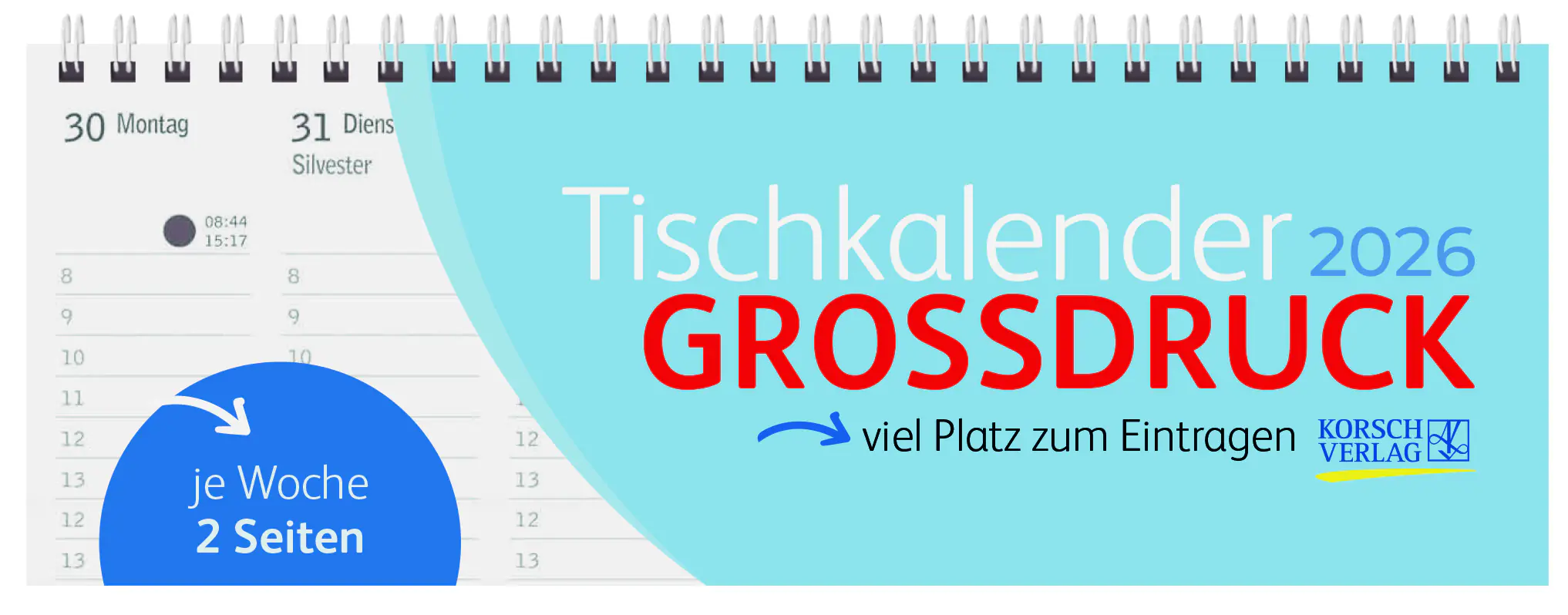Korsch Tischkalender Großdruck 2026