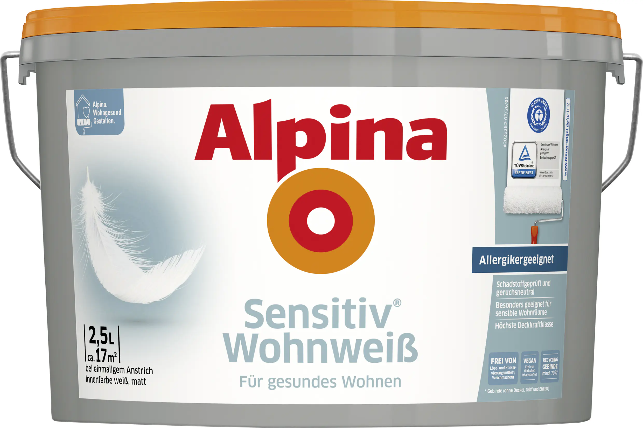 Alpina Sensitiv Wohnweiß Wandfarbe 2,5 L