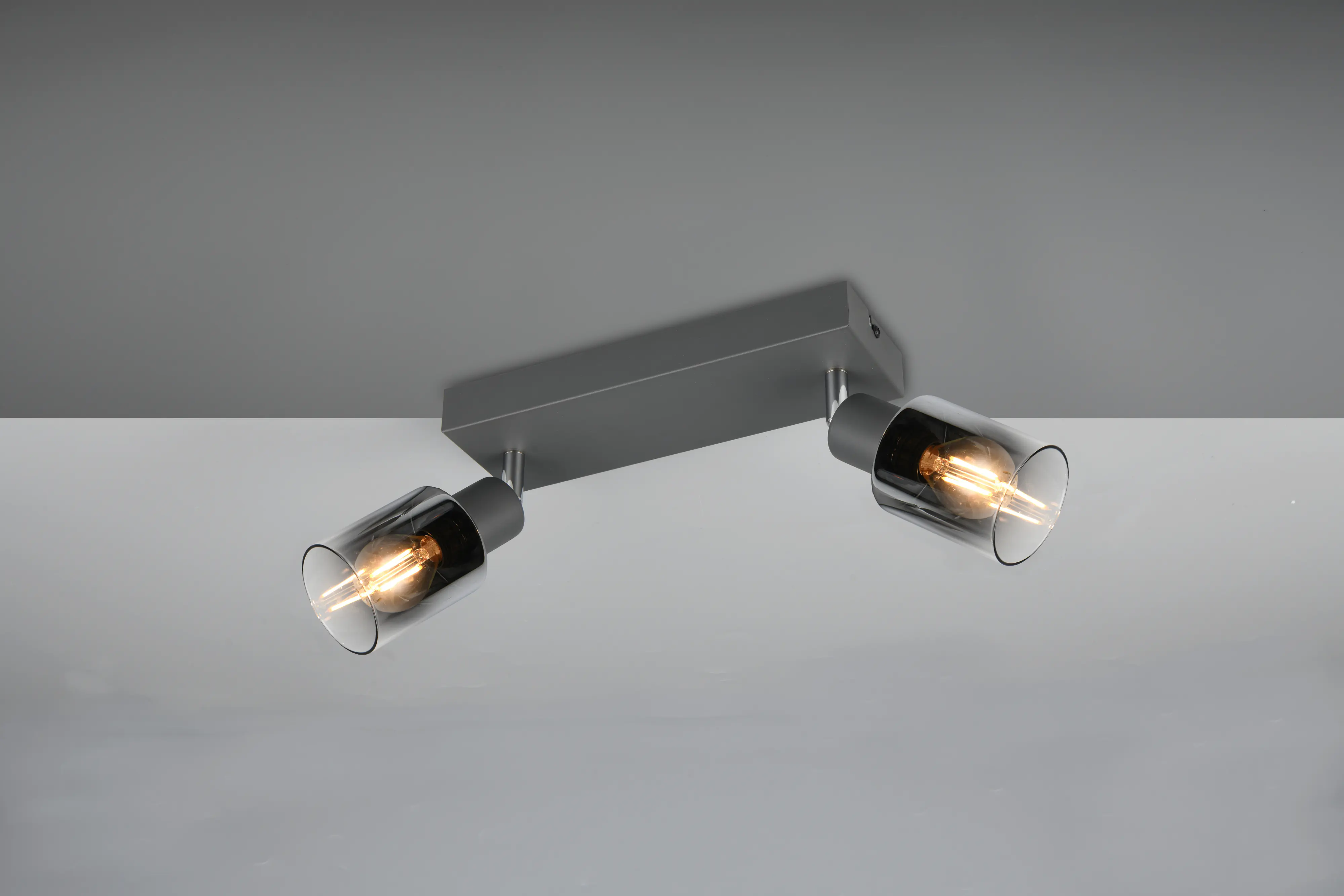 Reality Deckenstrahler 2er Spot Cadiz E14  schwarz Metall Glas