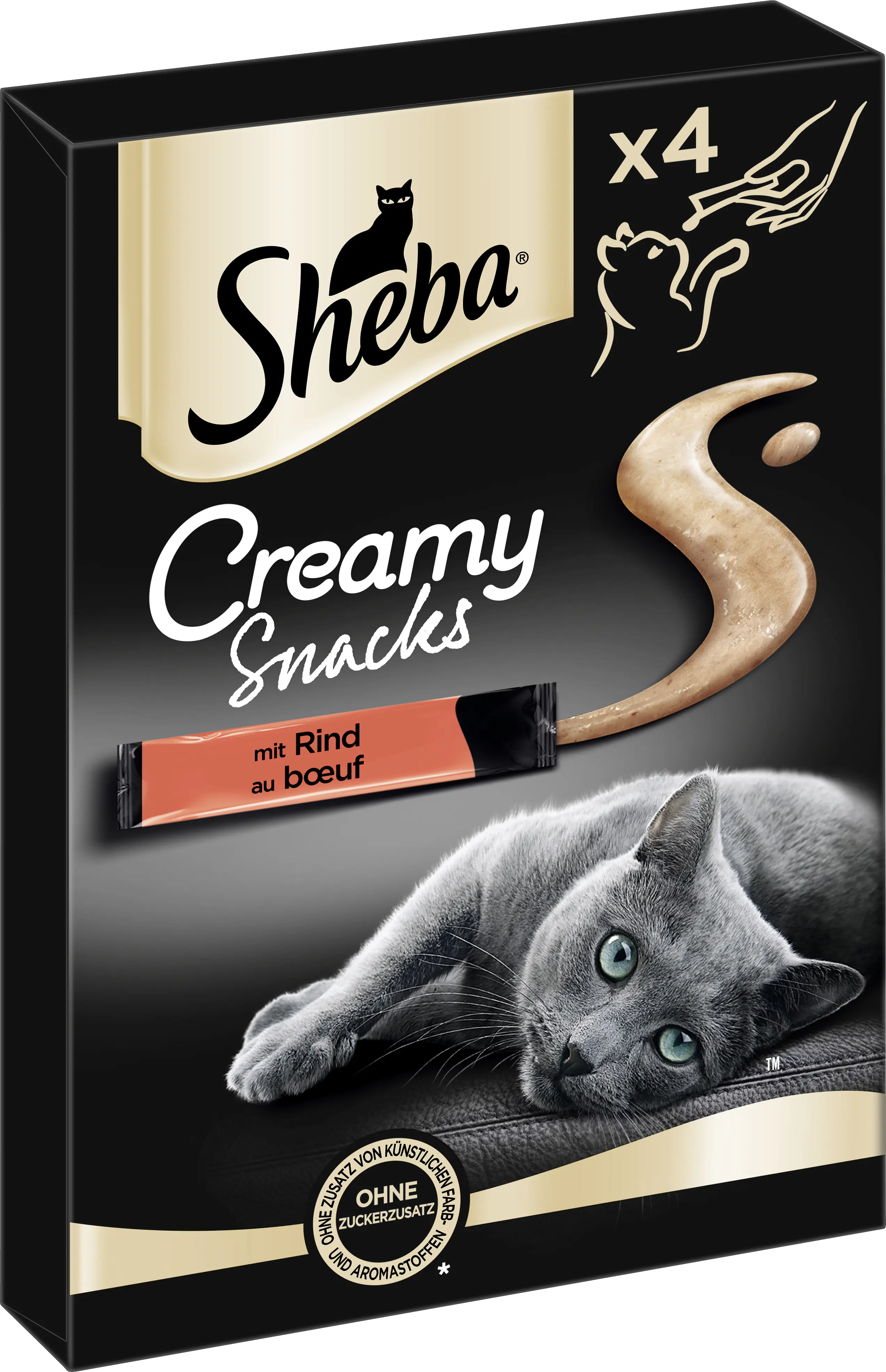 Sheba Creamy Snacks Katzenleckerli Adult 4 x 12 g Rind