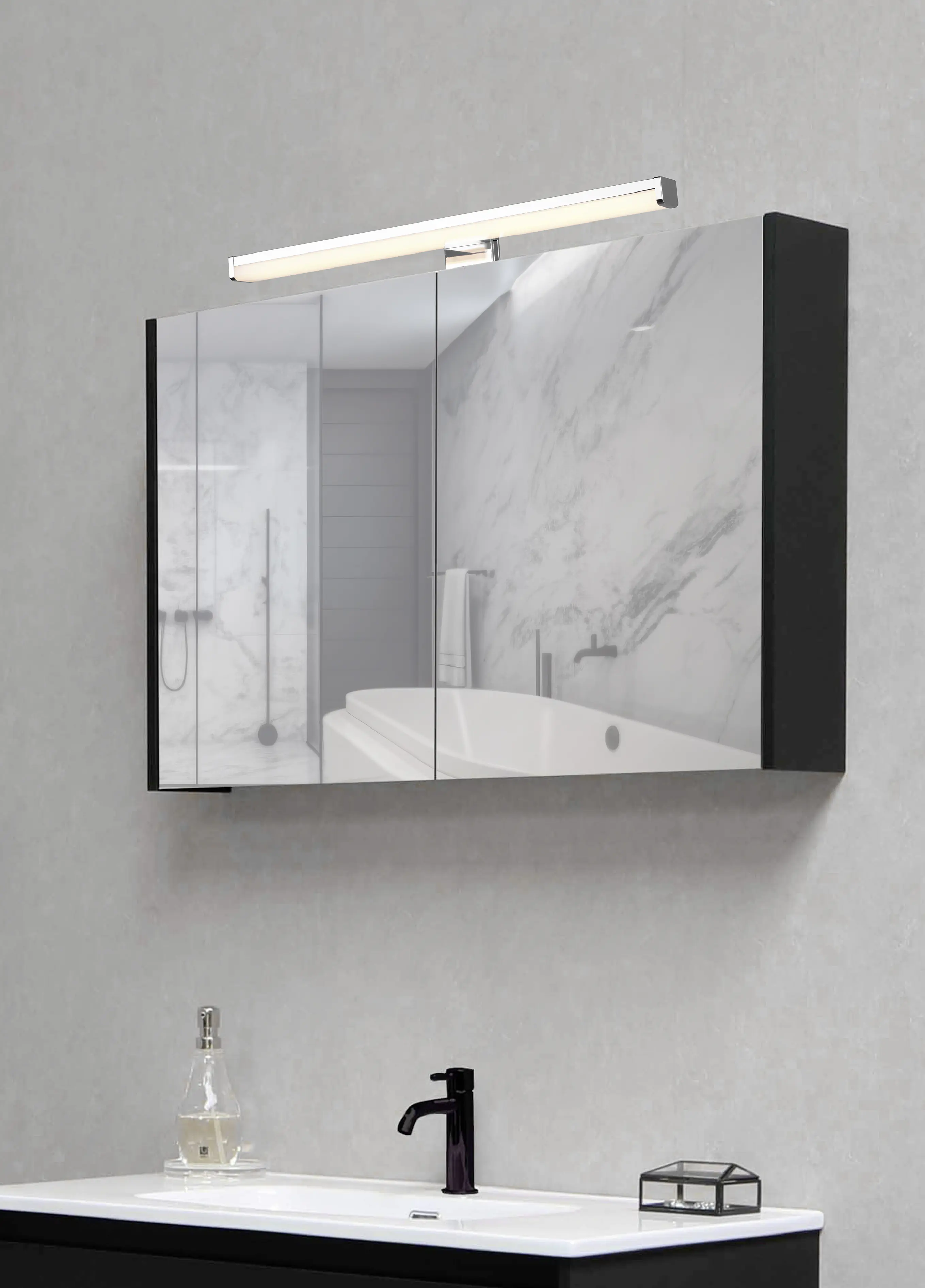 Trio LED-Wandleuchte Lino 40x6 cm chrom warmweiß