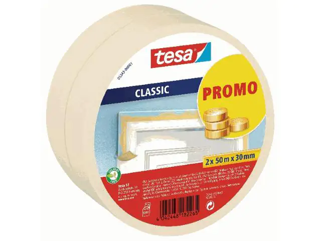 tesa Malerband Promo 2er Turm Classic 2 x (50m x 30 mm), transparent