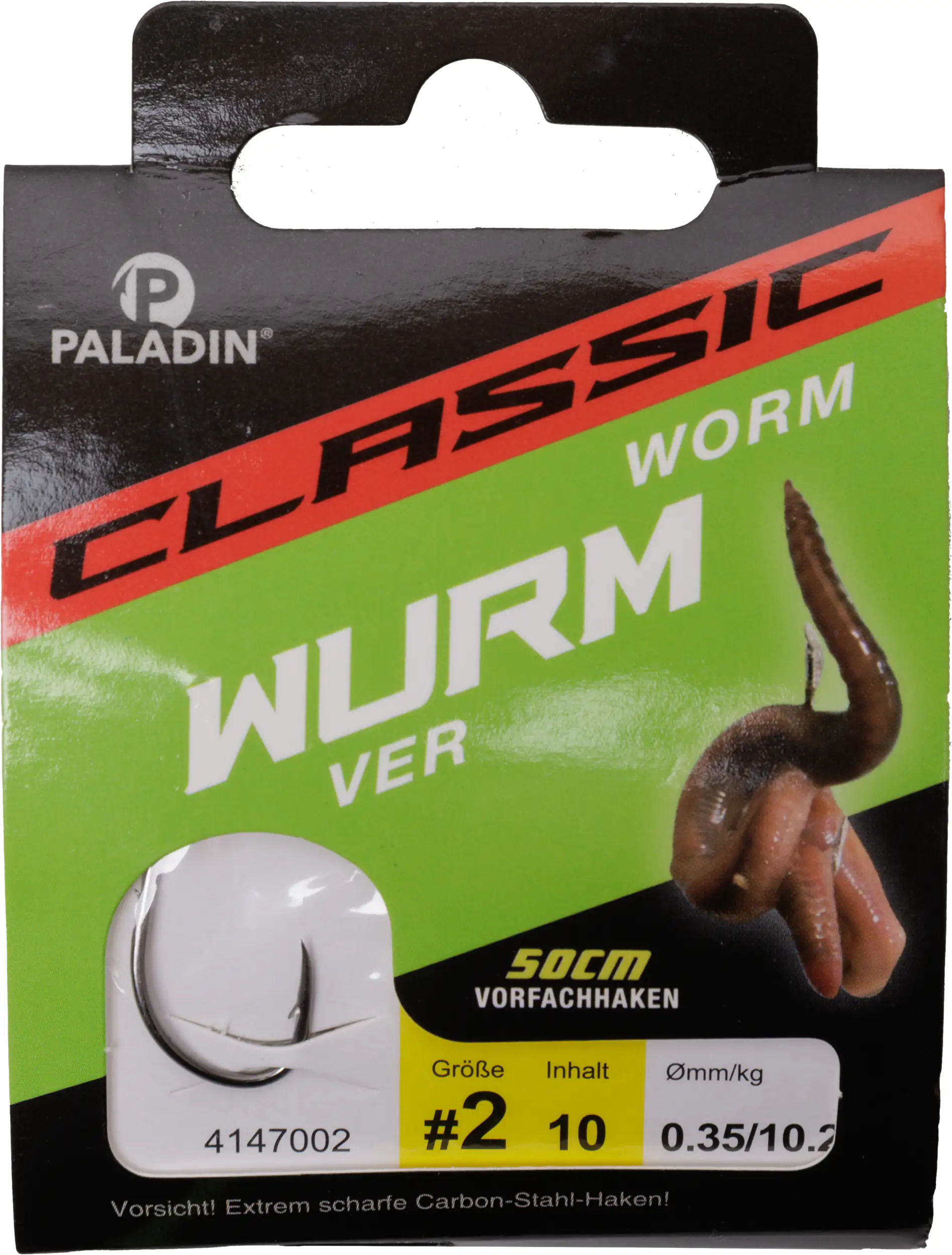 Paladin Wurmhaken gebunden Größe 2 50 cm 10 Stück gunsmoke 