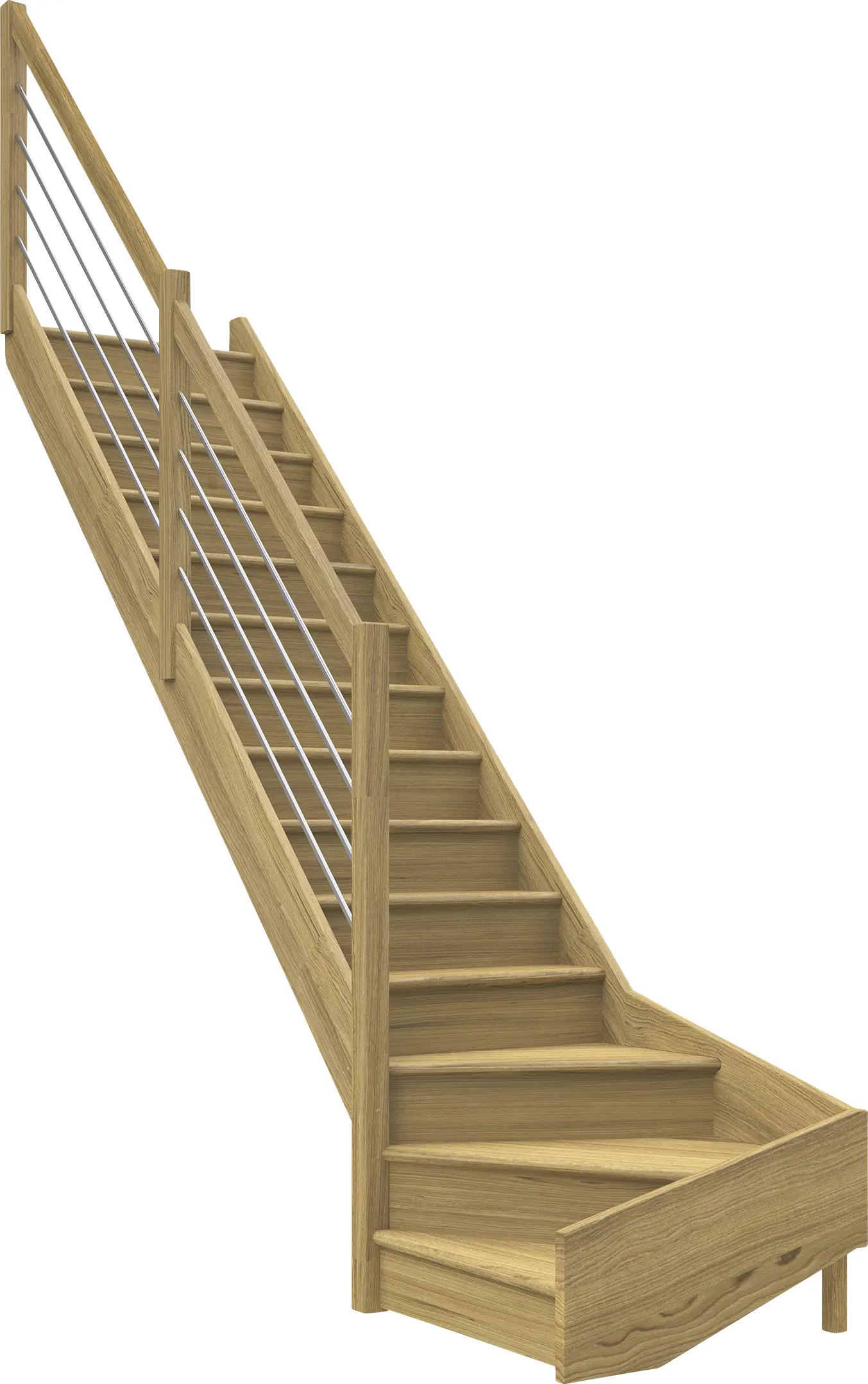 Dolle Raumspartreppen Paris 1/4-gew. Eiche versiegelt inkl. Geländer