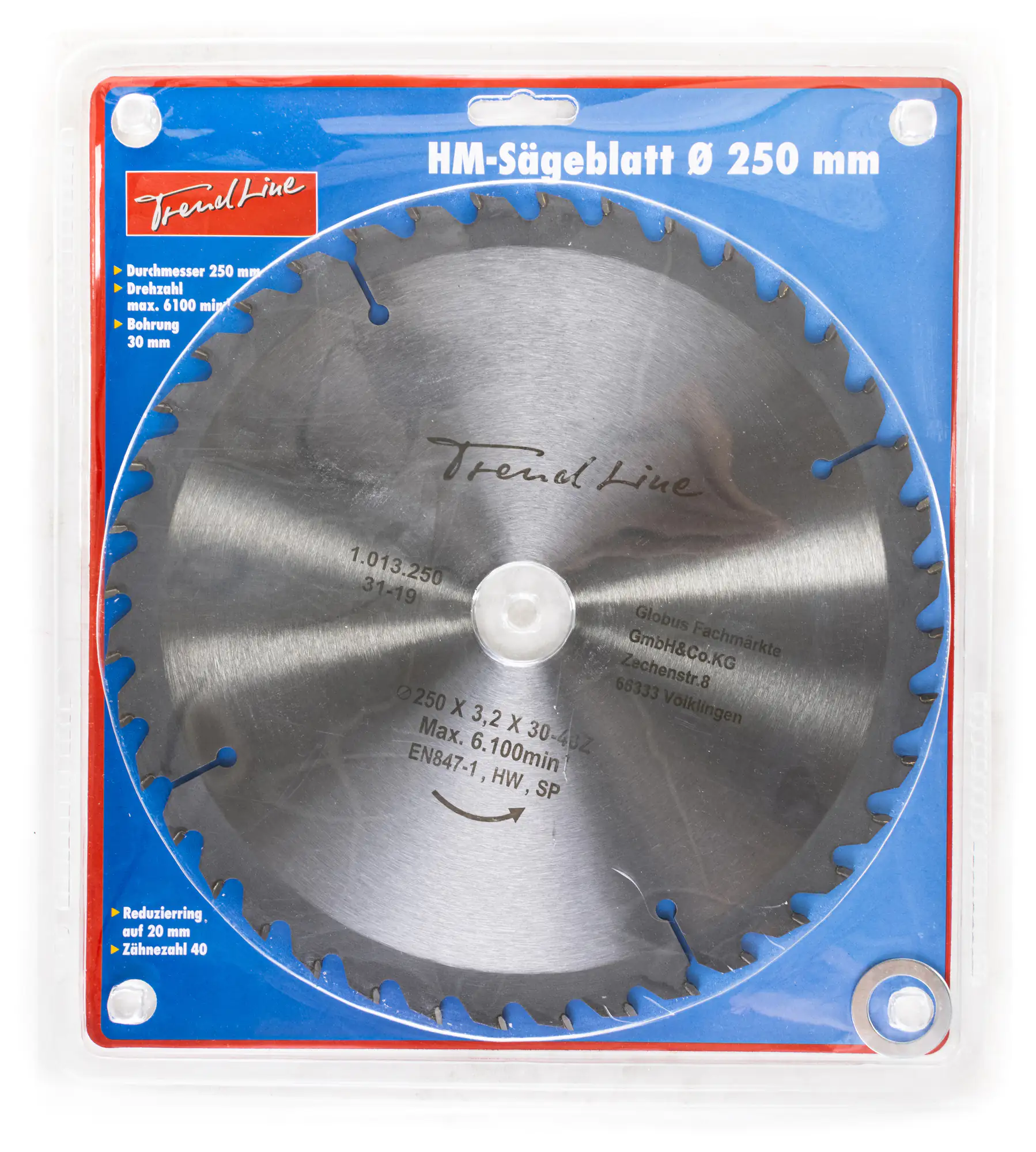 TrendLine HM-Kreissägeblatt Ø 250 mm Bohrung Ø 30 mm