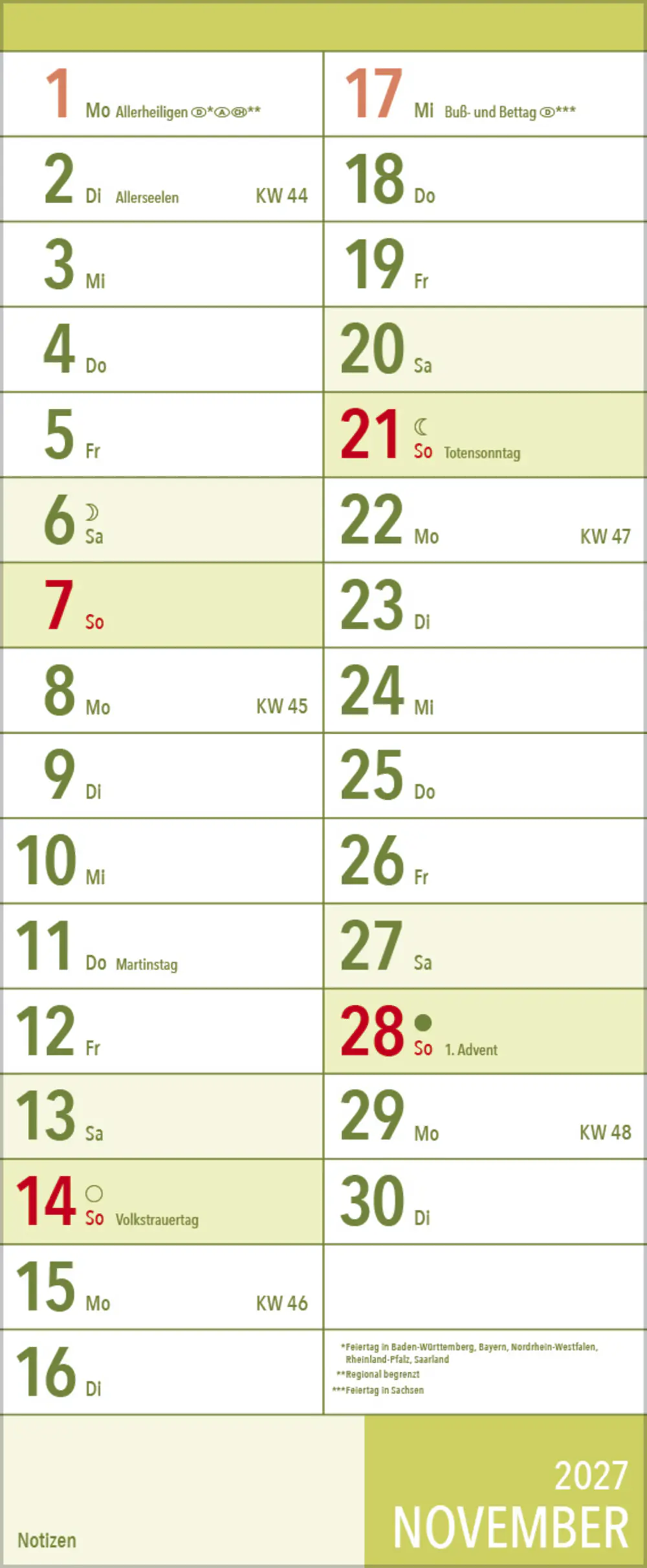 Korsch Kalender XL-Planer Großdruck 2027 