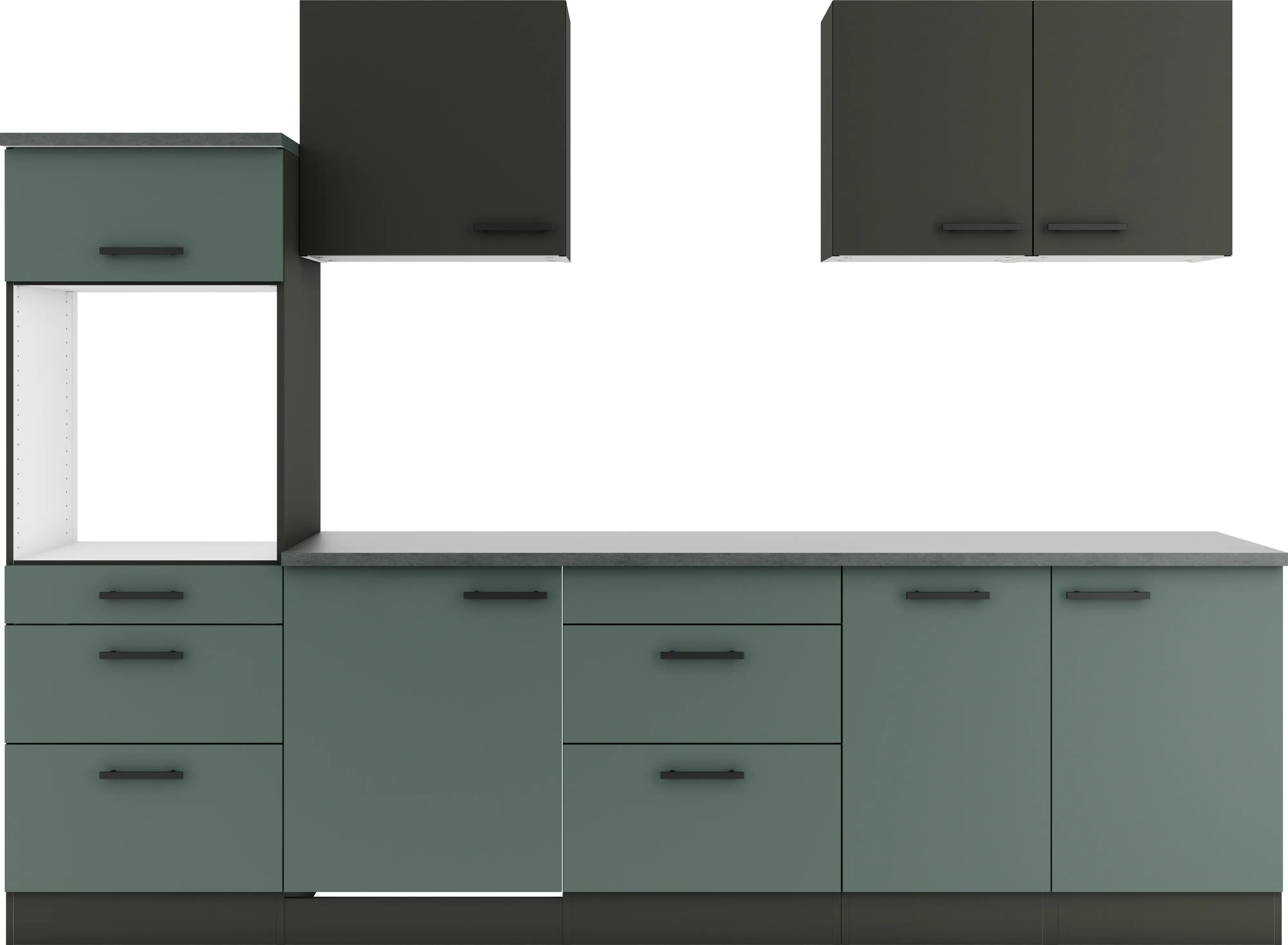 Optifit Küchenzeile Madrid 420/Verona 405 ohne Geräte anthrazit/steingrün 270 cm