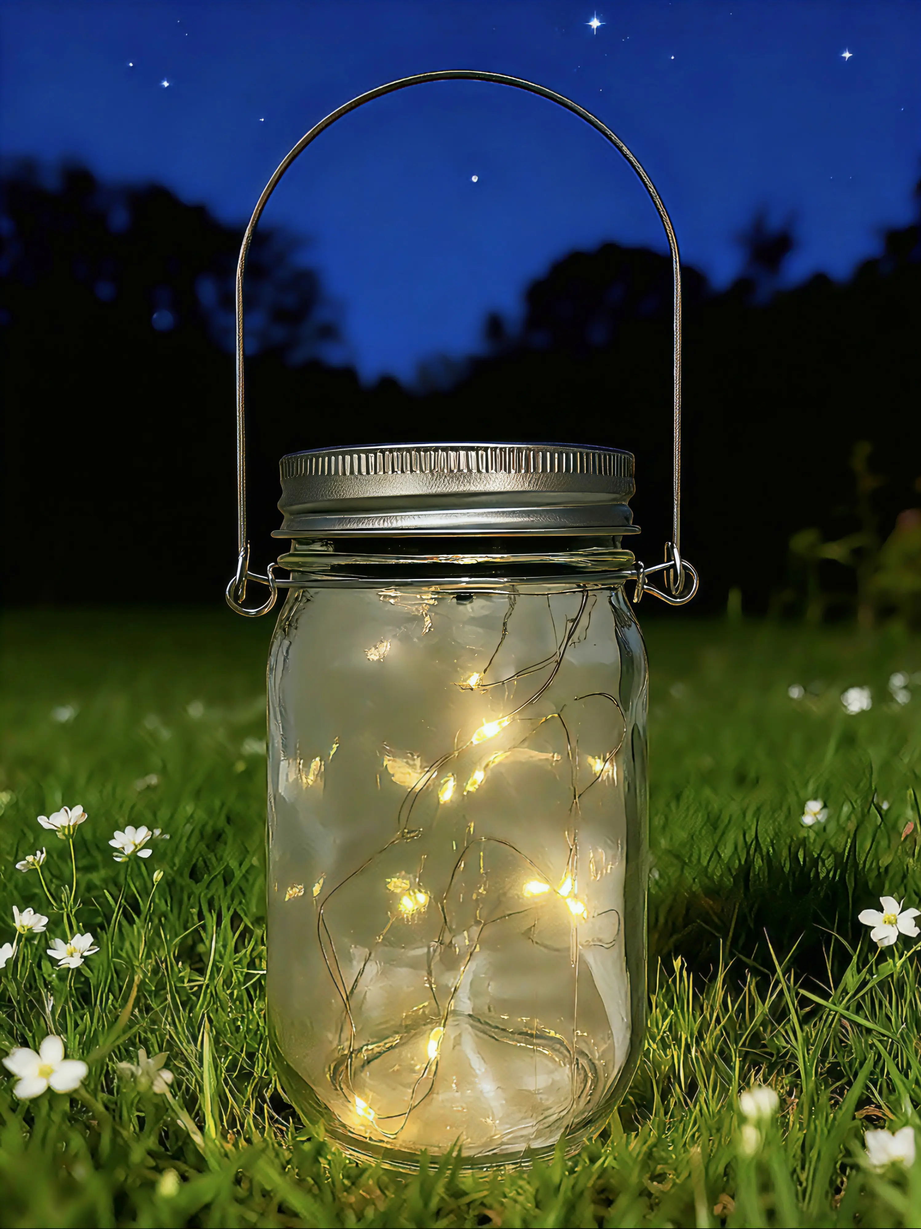 Dapo LED Solarleuchte Lichterkette im Glas warmweiß