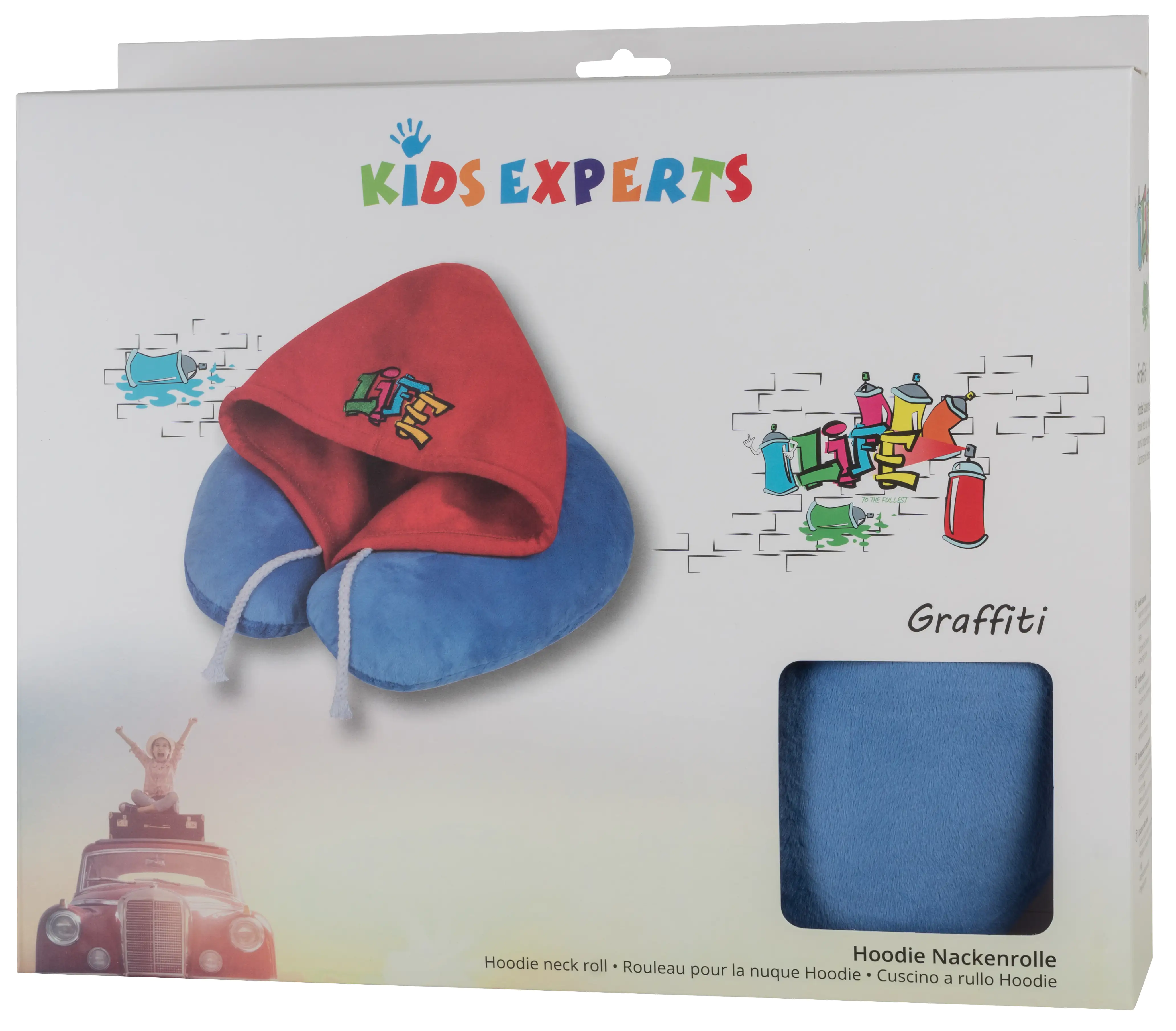 Walser Kapuzen Nackenrolle Graffiti blau 1-teilig