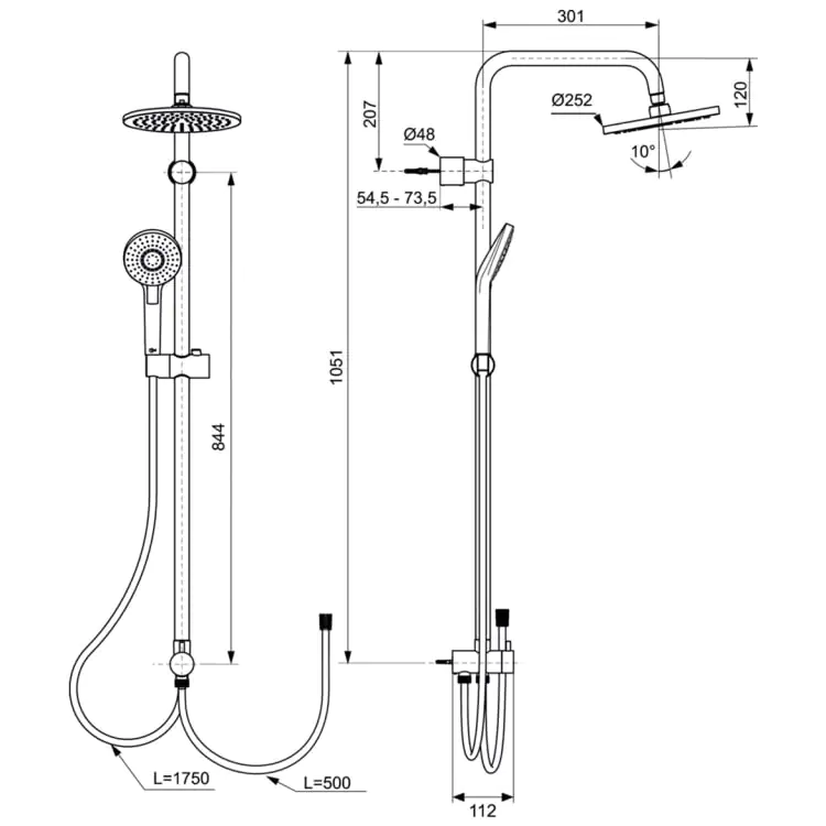 Ideal Standard Duschsystem IdealJet mit Umsteller chrom