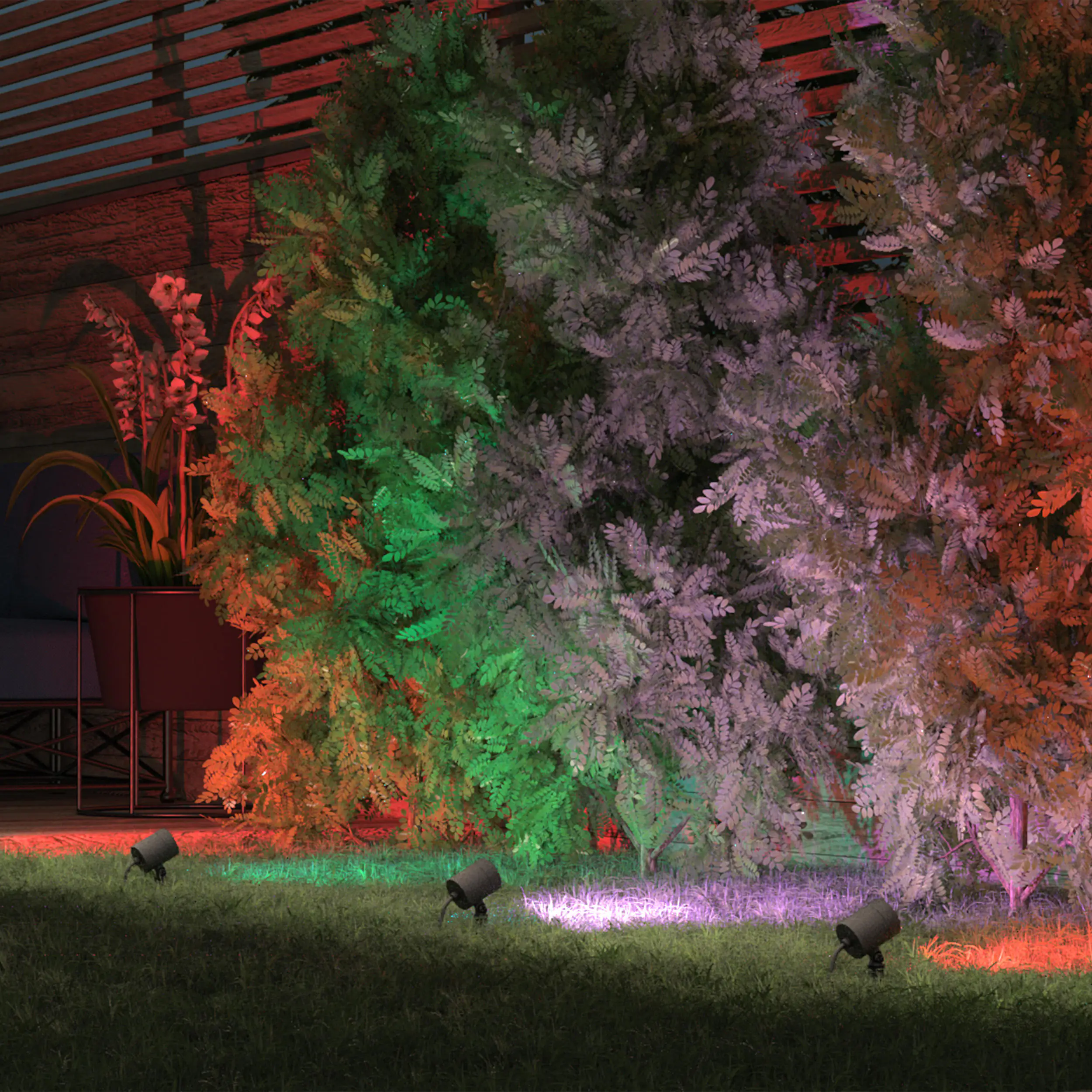 4018412672872_7 Müller Licht tint 3er Set LED Gartenspot Flores Gen2 19,5 x 6,5 cm RGBW