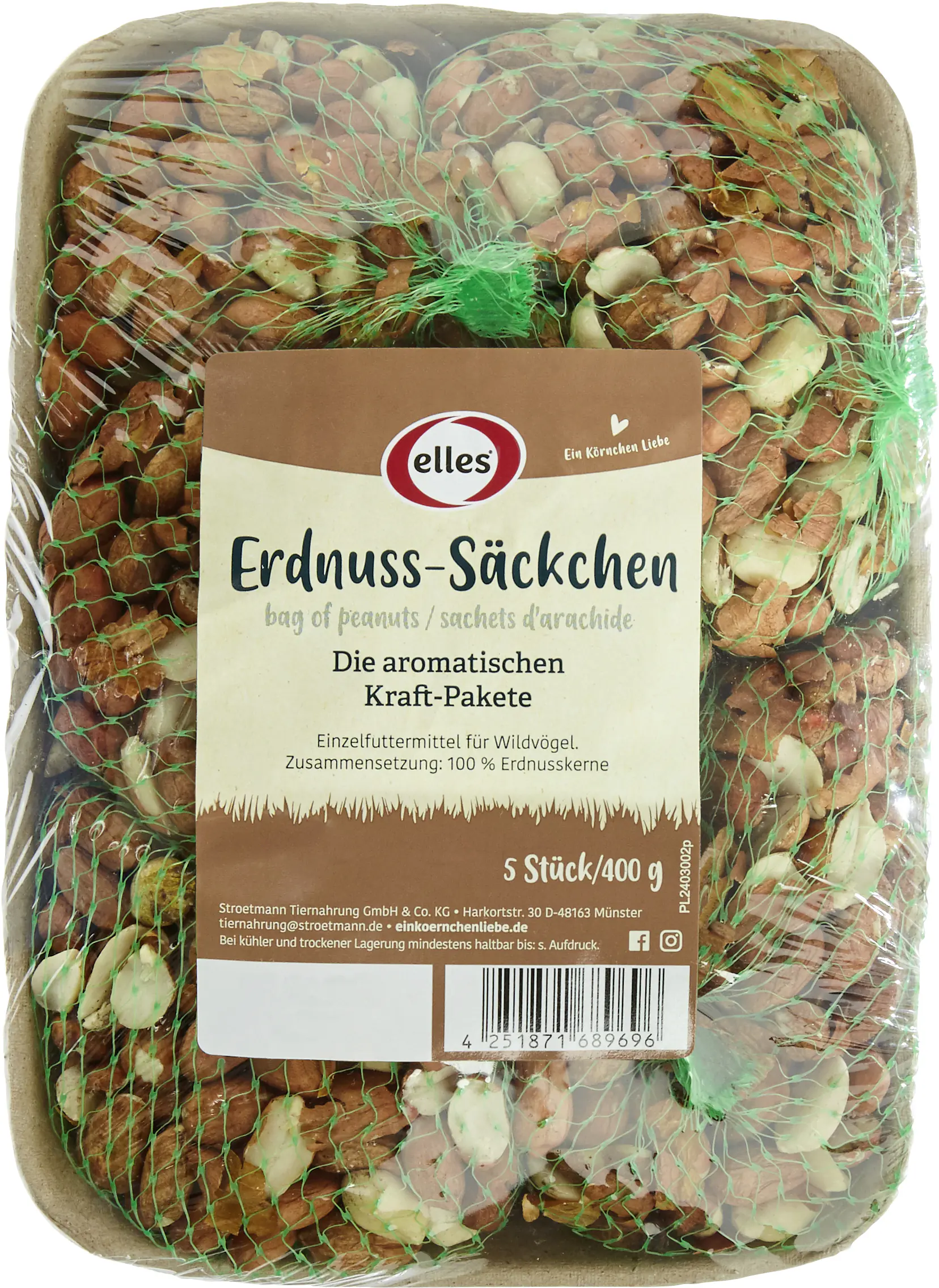Elles Wildvogelfutter Erdnuss-Säckchen 5 Stück