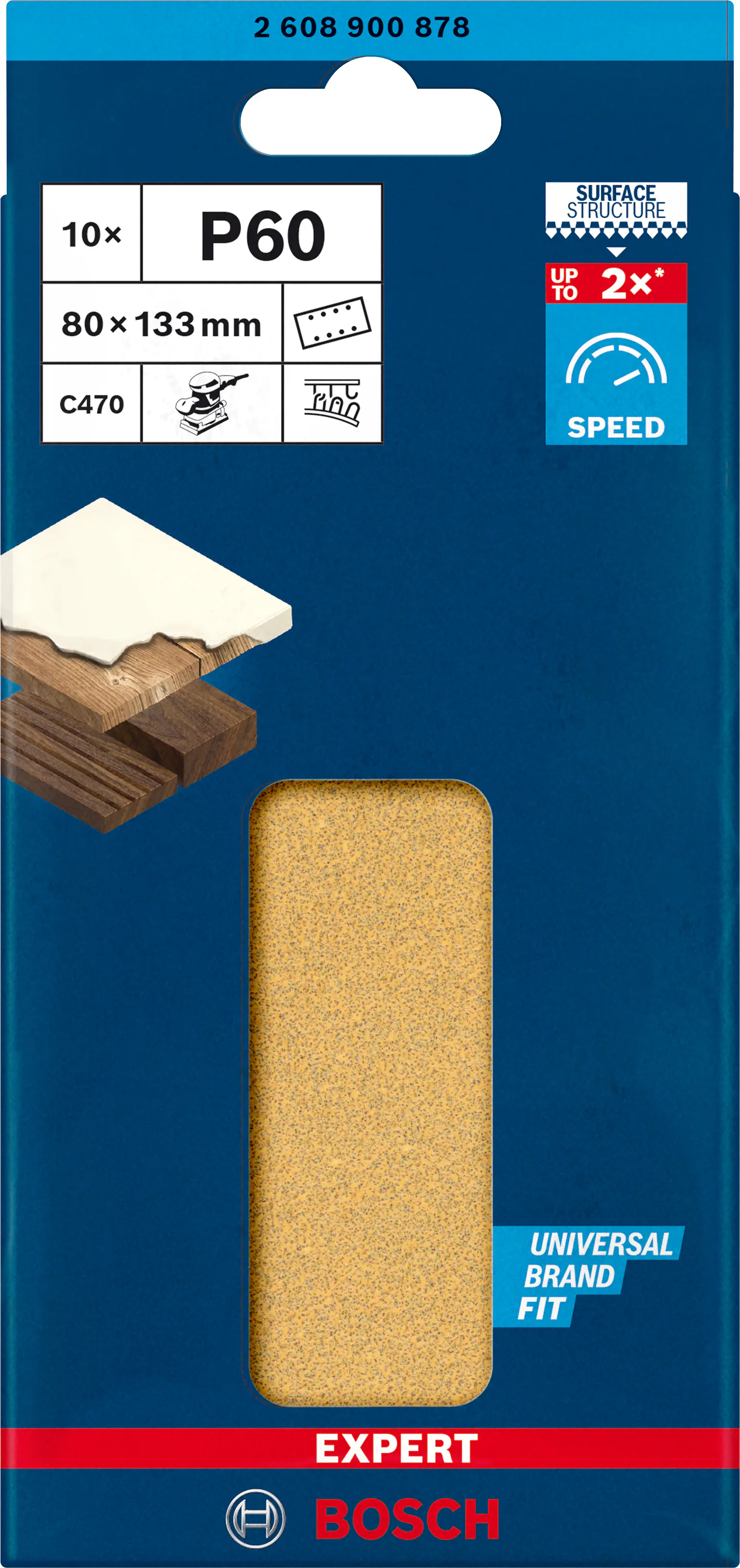Bosch Expert C470 Schleifpapier für Schwingschleifer 80 x 133 mm G 60 10-teilig
