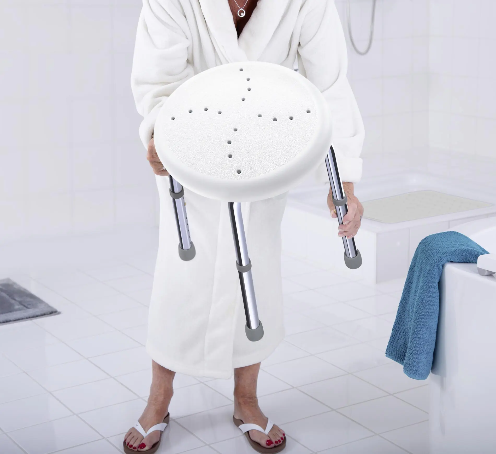 Ridder Bad-Hocker Go, weiß, höhenverstellbar, Aluminium / PE / TPR