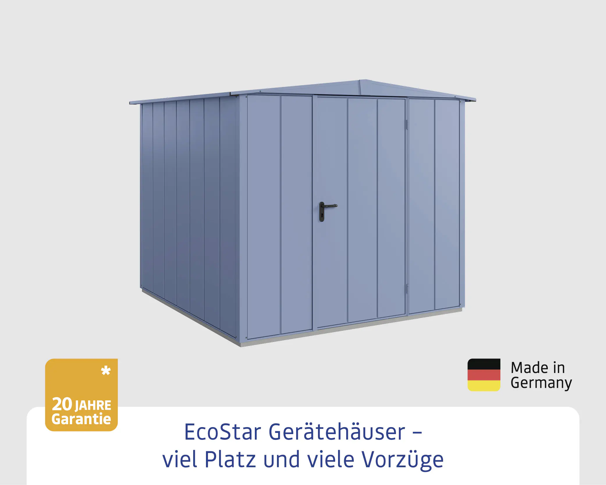 EcoStar Gerätehaus Elegant-S Typ 2 taubenblau 1 flg 258,8 x 247,7 x 216 cm