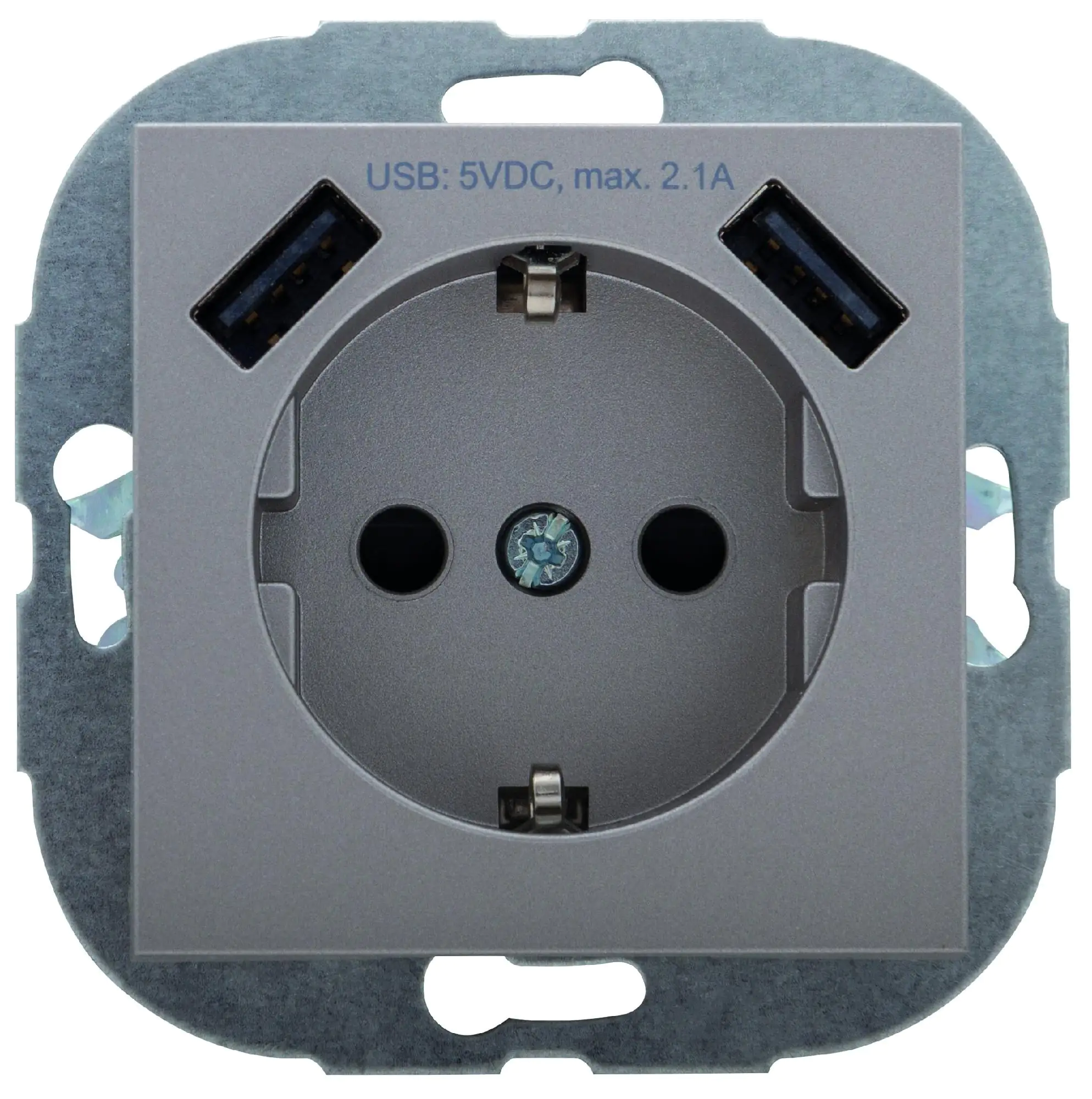 Schutzkontaktsteckdose mit USB Modul Serie Studio, platin Schutzkontaktsteckdose mit USB Modul Serie Studio, platin