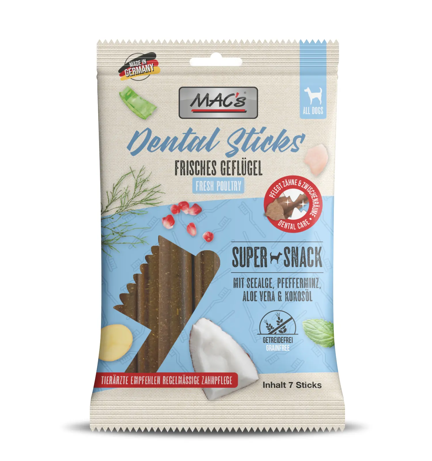 Macs Dog Hundeleckerli Dental Sticks Adult getreidefrei 180 g Geflügel