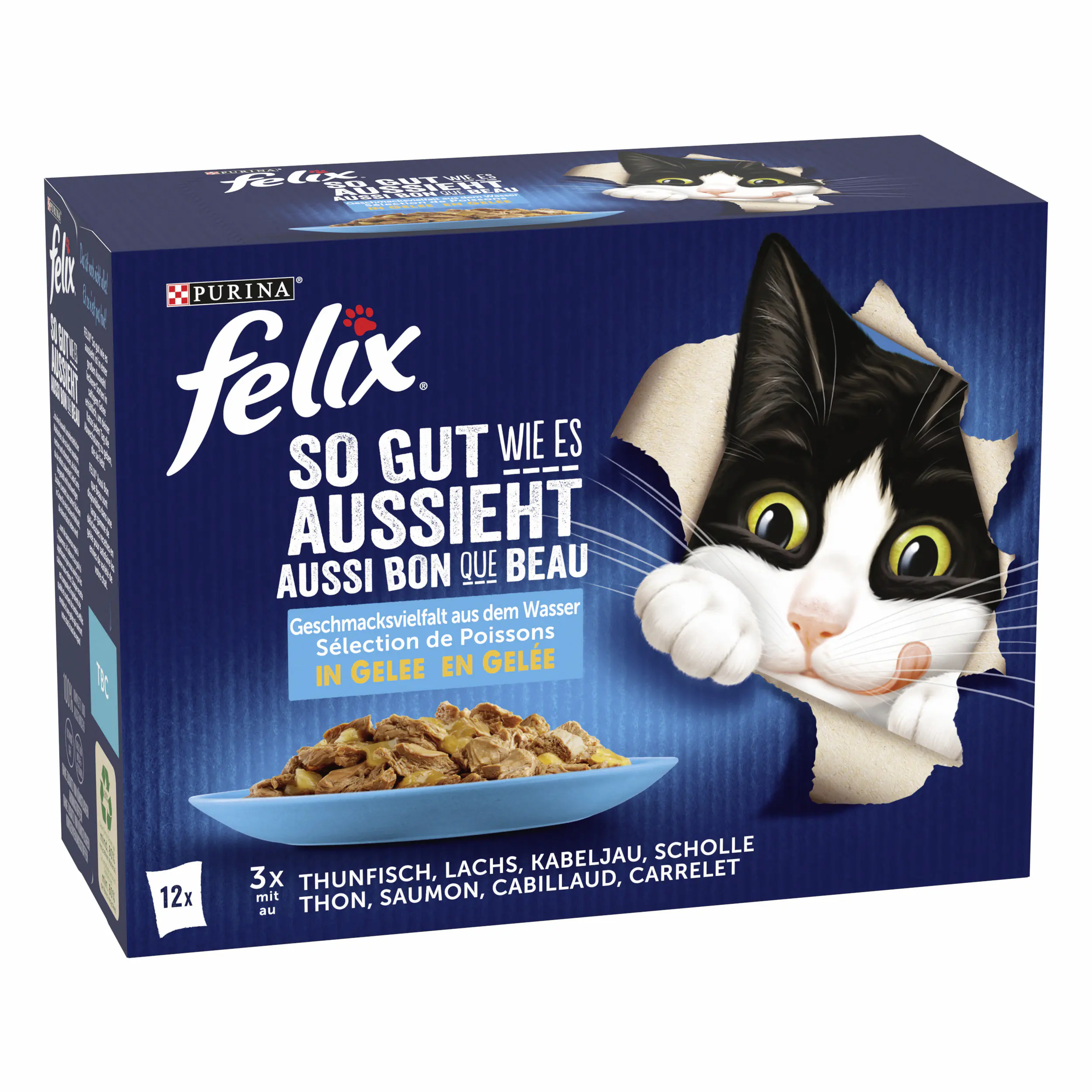 Felix Geschmacksvielfalt aus dem Wasser Katzenfutter 12 x 85g