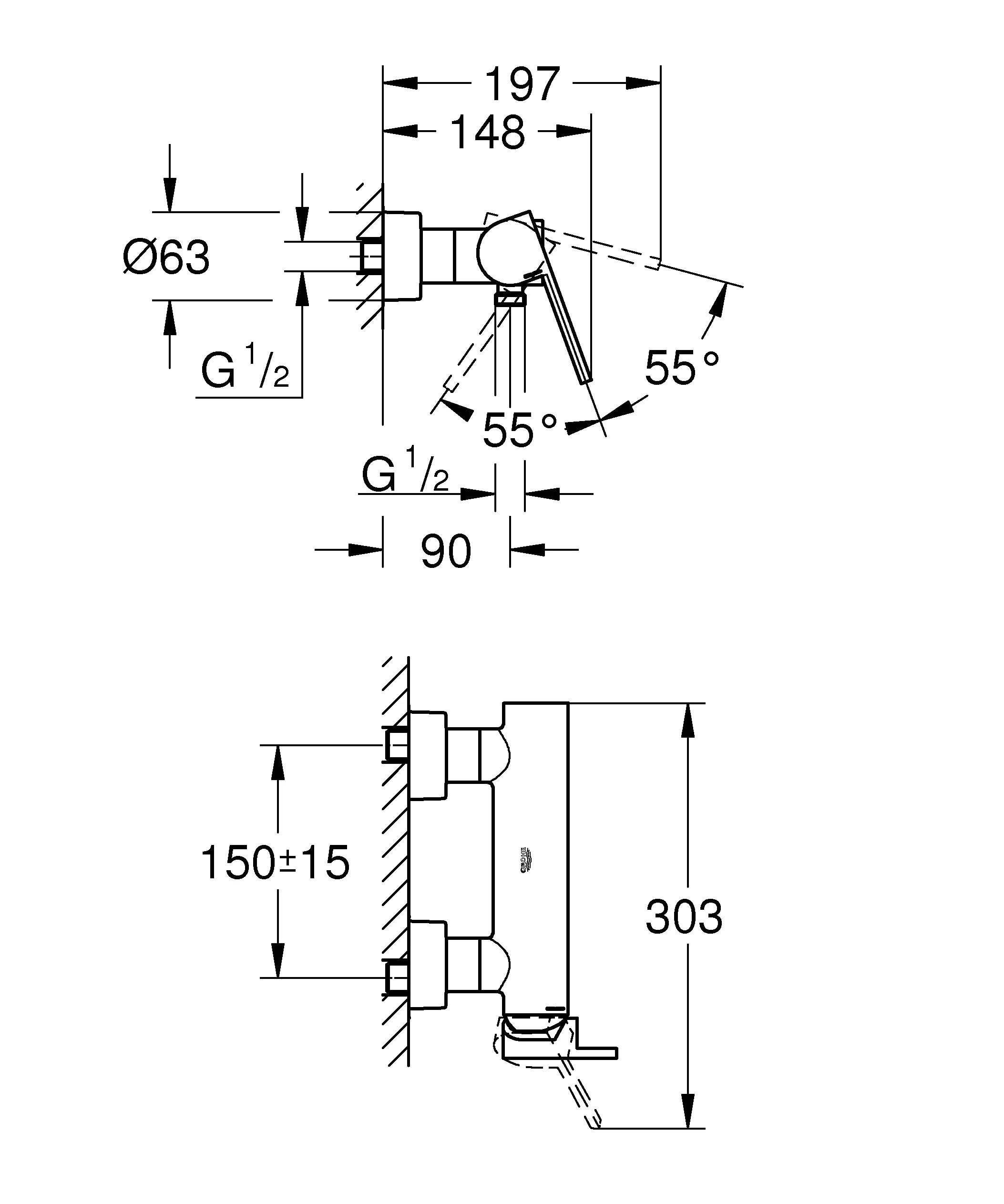 Grohe Brausearmatur Plus mit Temperaturbegrenzer