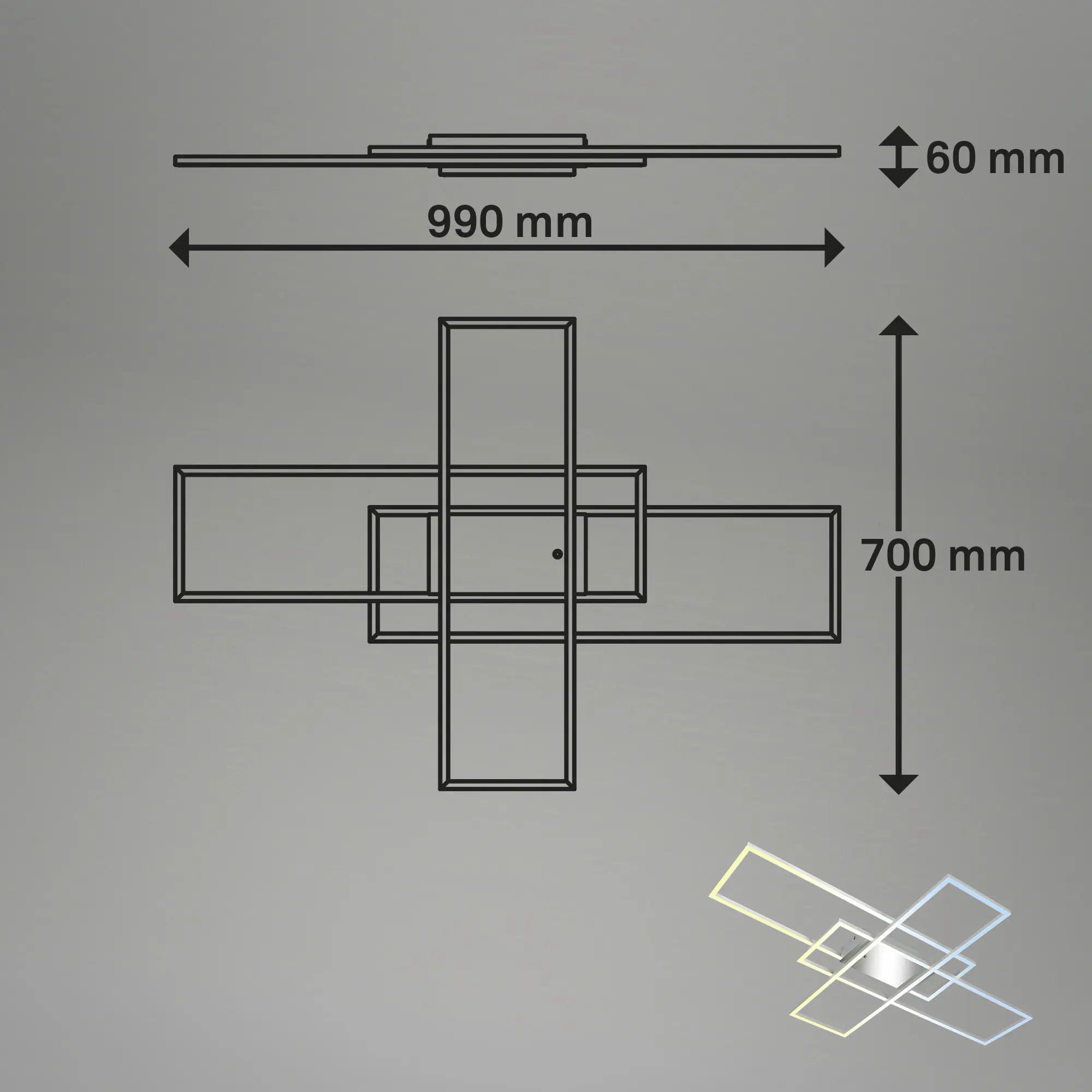 Briloner LED-Deckenleuchte Roami 104 x 71 cm chrom-aluminium CCT dimmbar