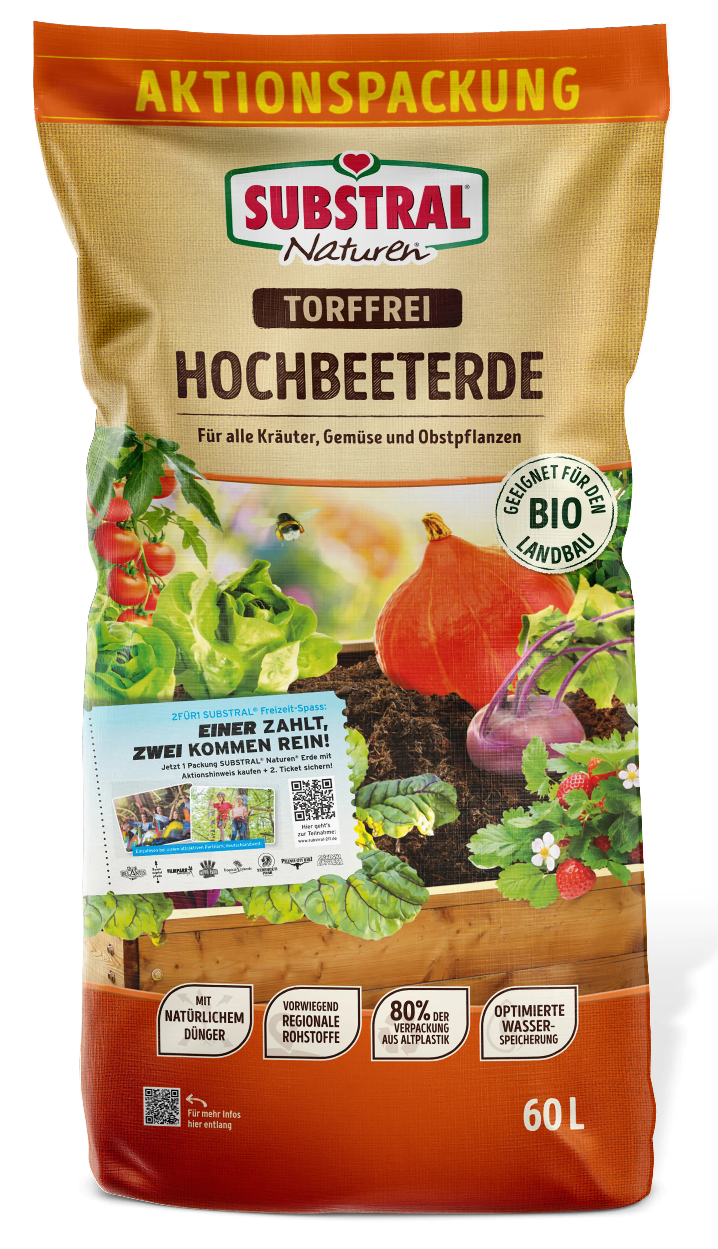 Substral Naturen Hochbeeterde 60 L Aktionspack torffrei 