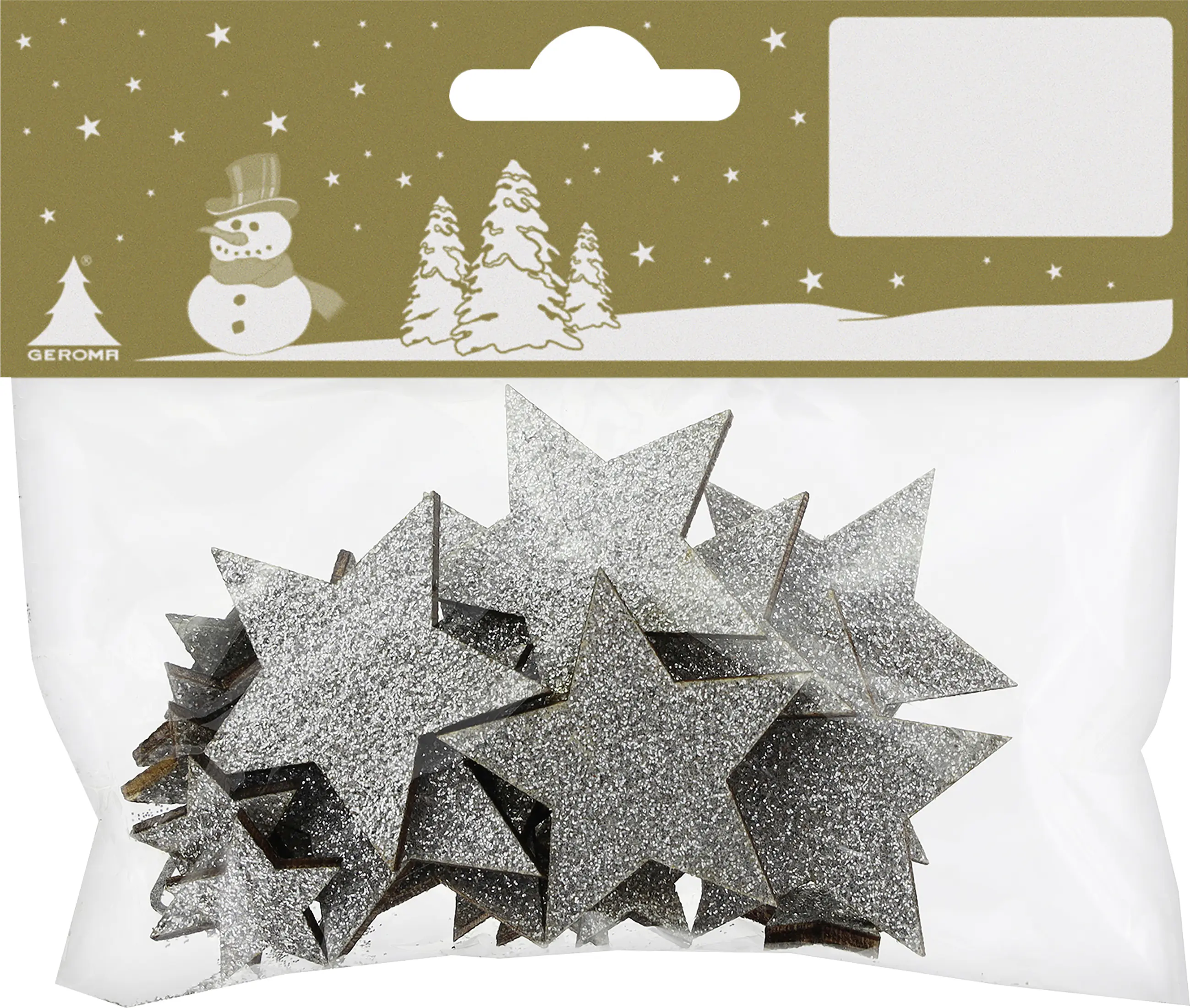 Dekohänger Sterne Holz silber 2-4 cm 24 Stück