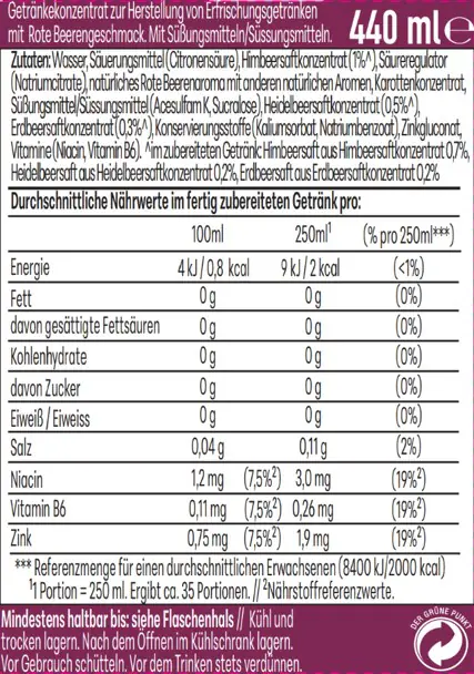 Sodastream Drink Mix Sirup Rote Beeren Zero 440 ml