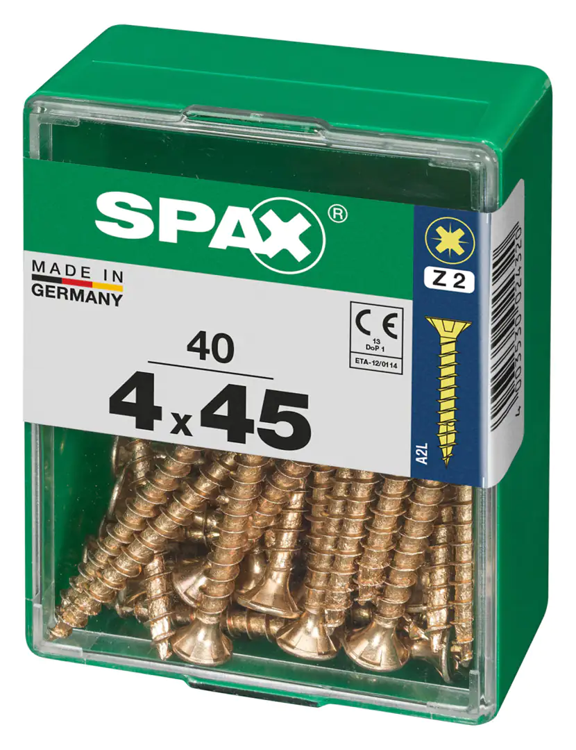 Spax Universalschrauben 4.0 x 45 mm PZ 2 - 40 Stk. Spax Universalschrauben 4.0 x 45 mm PZ 2 - 40 Stk.