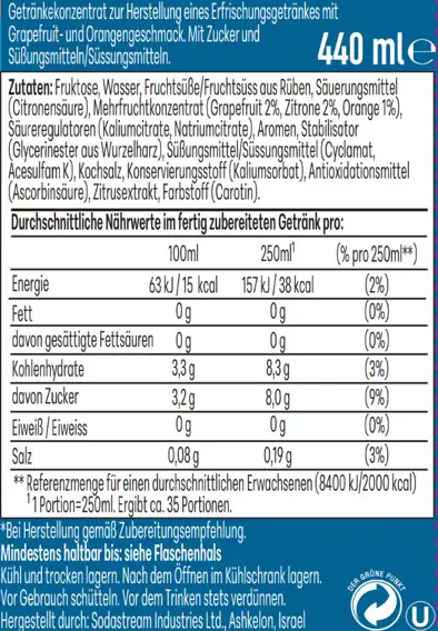 Sodastream Drink Mix Sirup Isotonic 440 ml