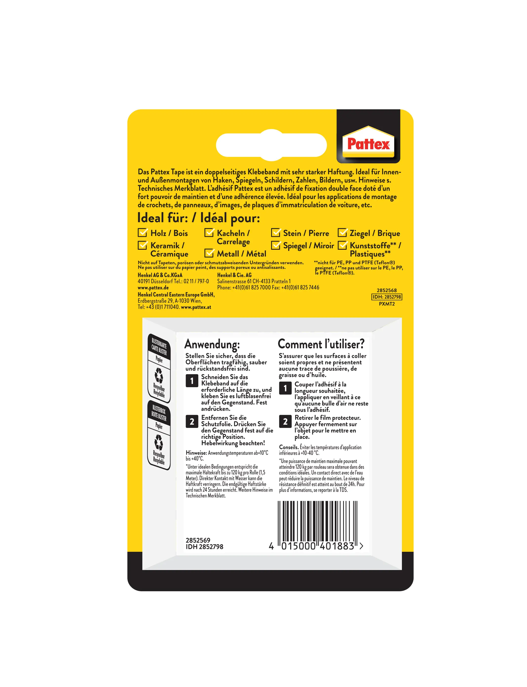 Pattex Kleben statt Bohren Klebeband superstark, 19 mm x 1,5 m