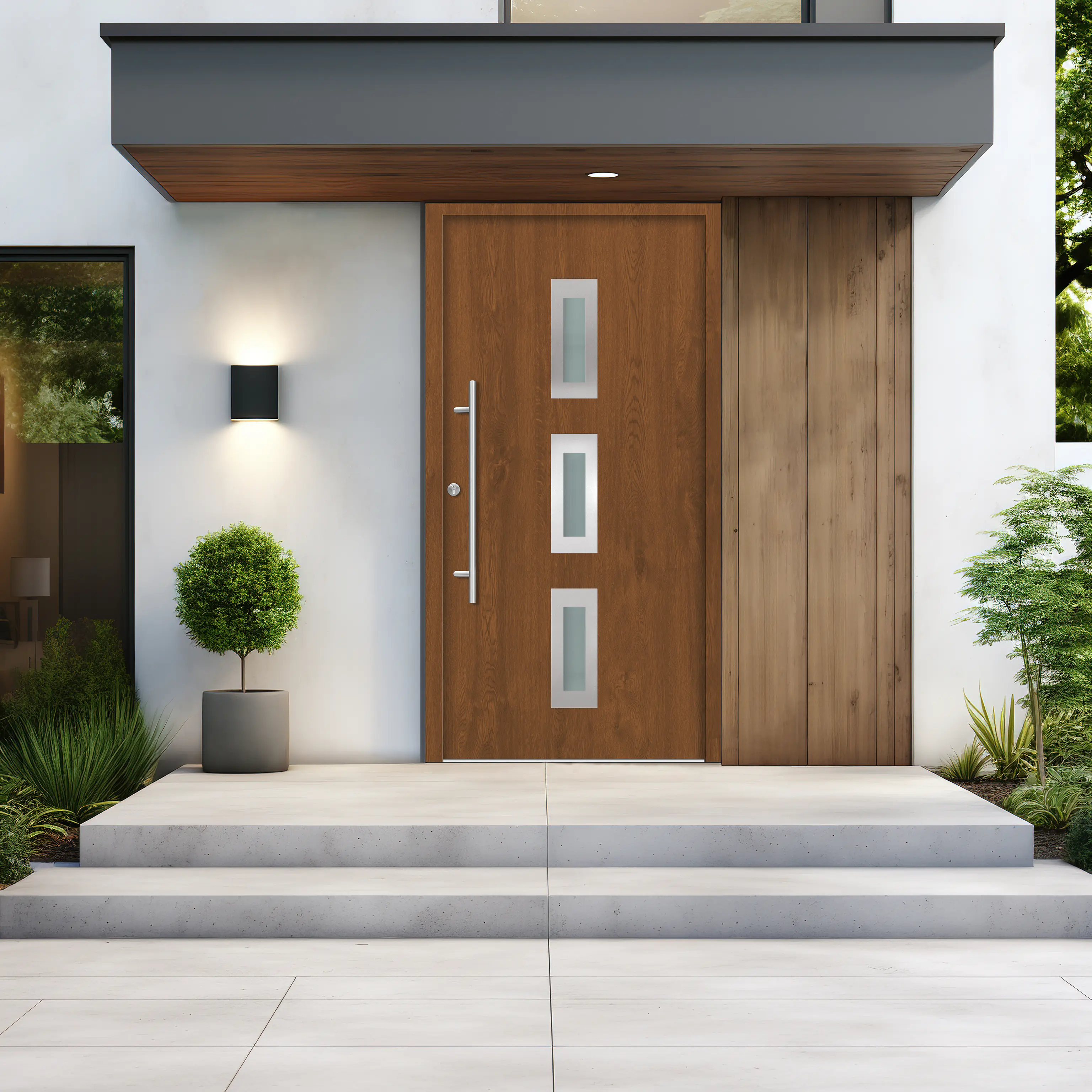 Splendoor Haustür Passivedoor Premium B02 Golden Oak DIN Links 100 x 210 cm