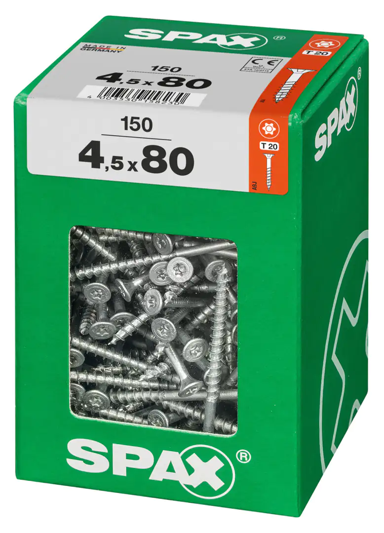 Spax Universalschrauben 4.5 x 80 mm TX 20 - 150 Stk. Spax Universalschrauben 4.5 x 80 mm TX 20 - 150 Stk.