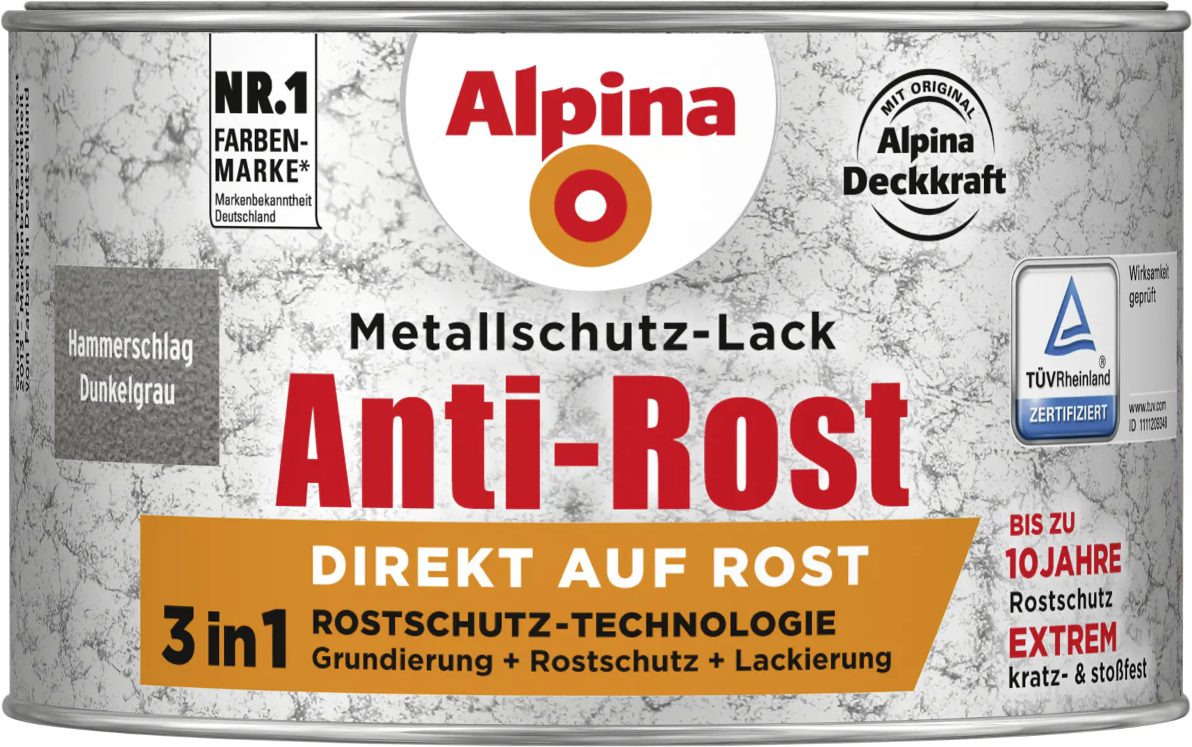 Alpina Metallschutz-Lack Hammerschlag 300 ml dunkelgrau