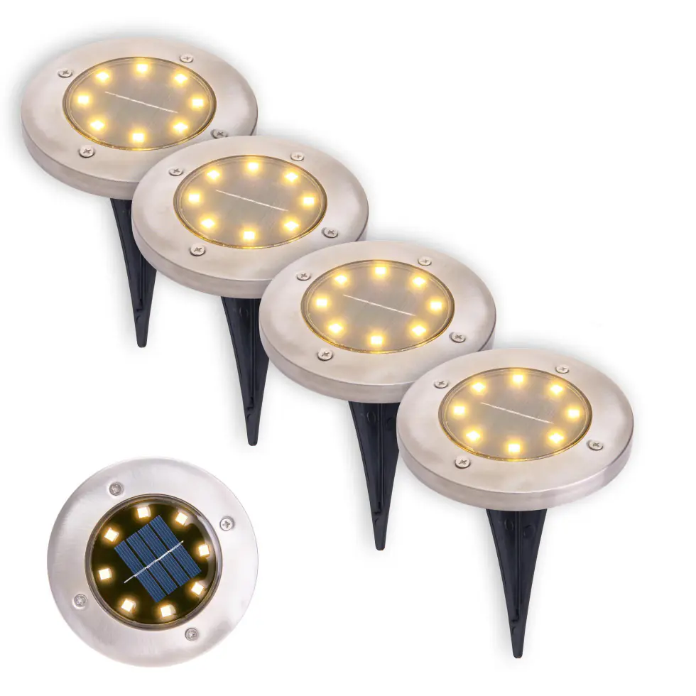 Light & More Solar Bodenspieß 4er Set silber